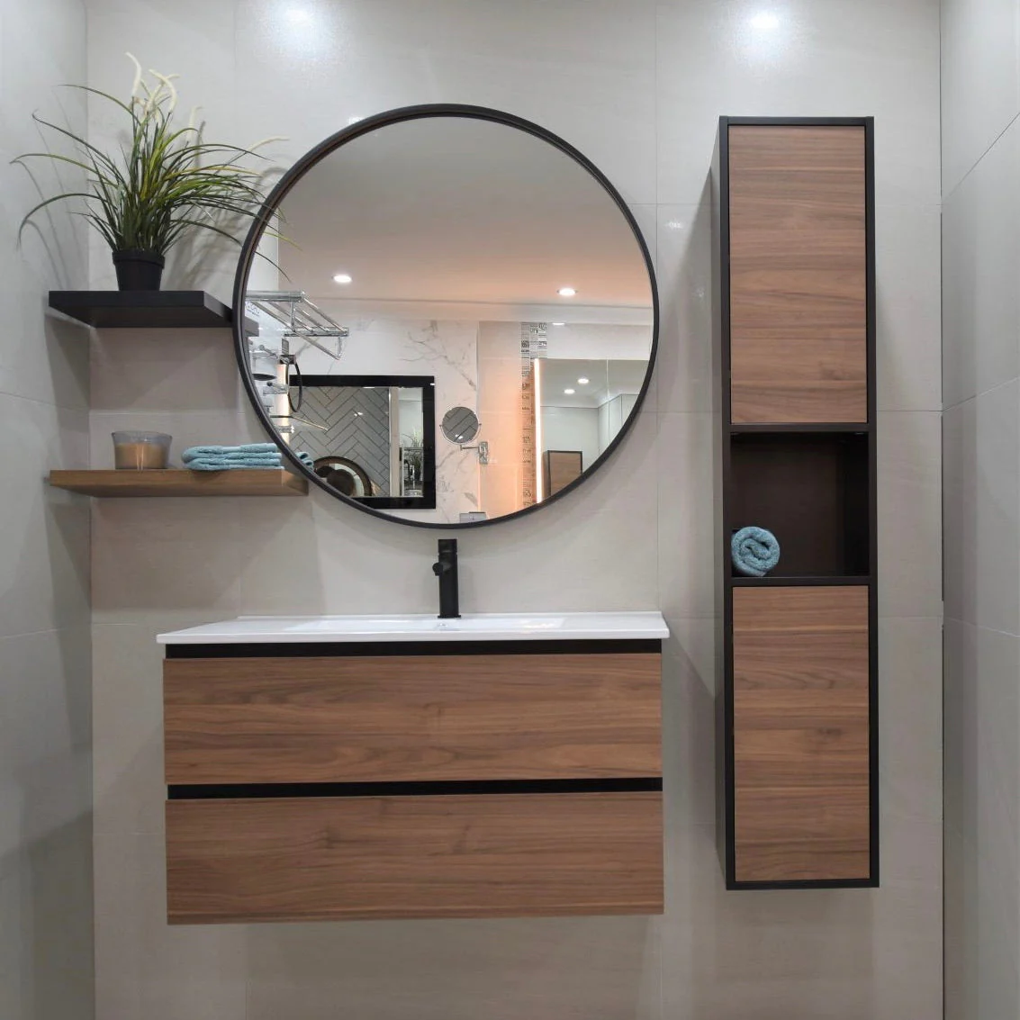 Deluxe Round 750mm Mirror with Black Frame - Image 8