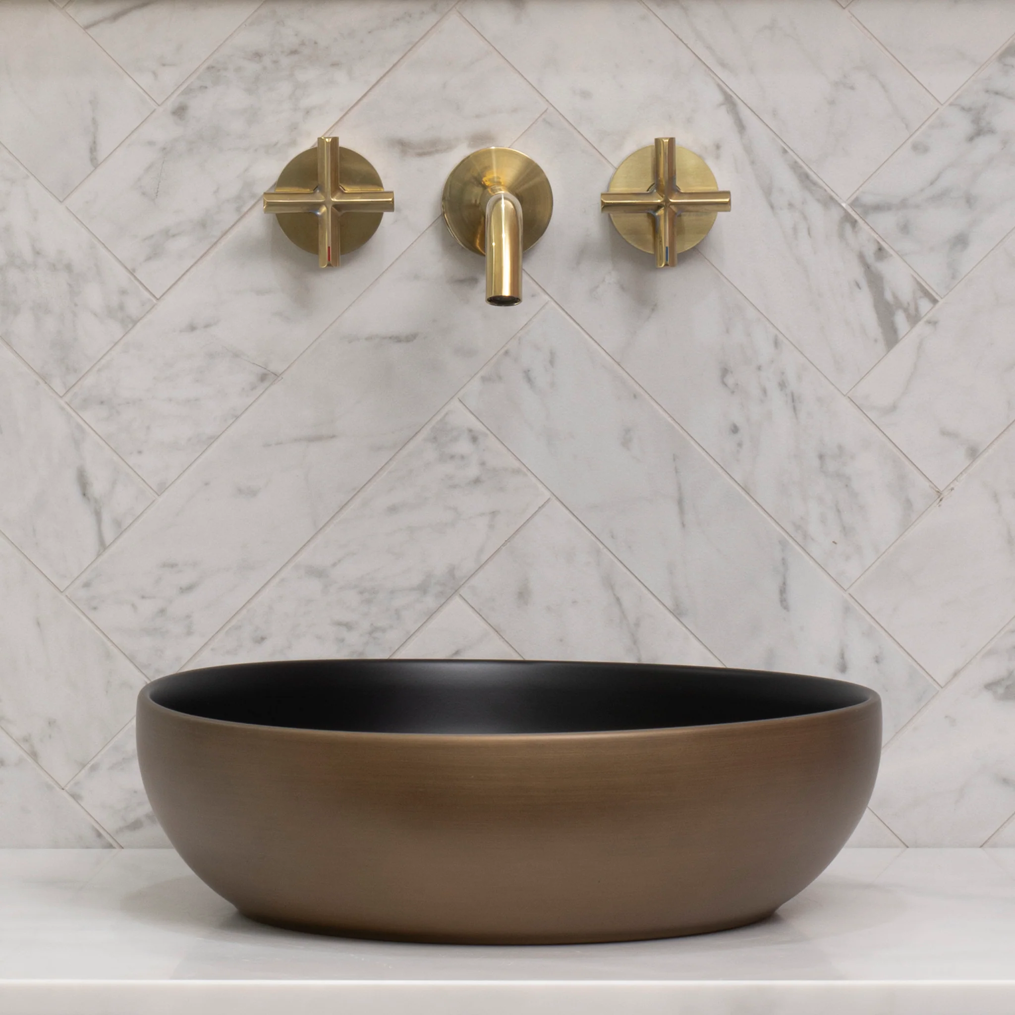 Disco 370mm Above-Counter Basin, Matte Bronze and Black - Image 3