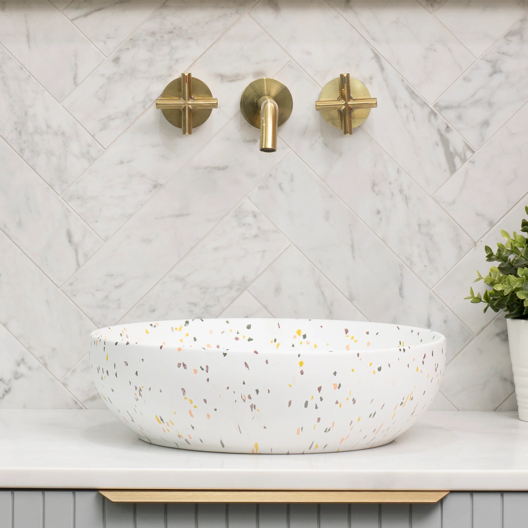 Disco 370mm Above-Counter Basin, Matte Terrazzo Speckle - Image 3