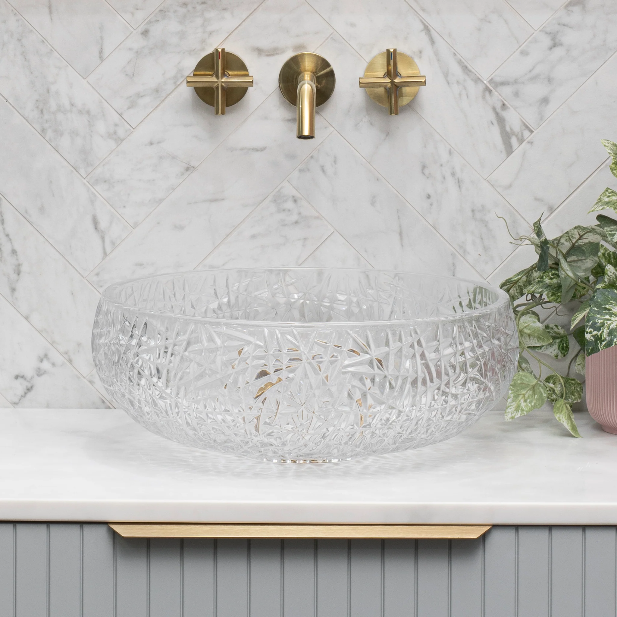Disco 410mm Above-Counter Glass Basin, Clear Glass - Image 3