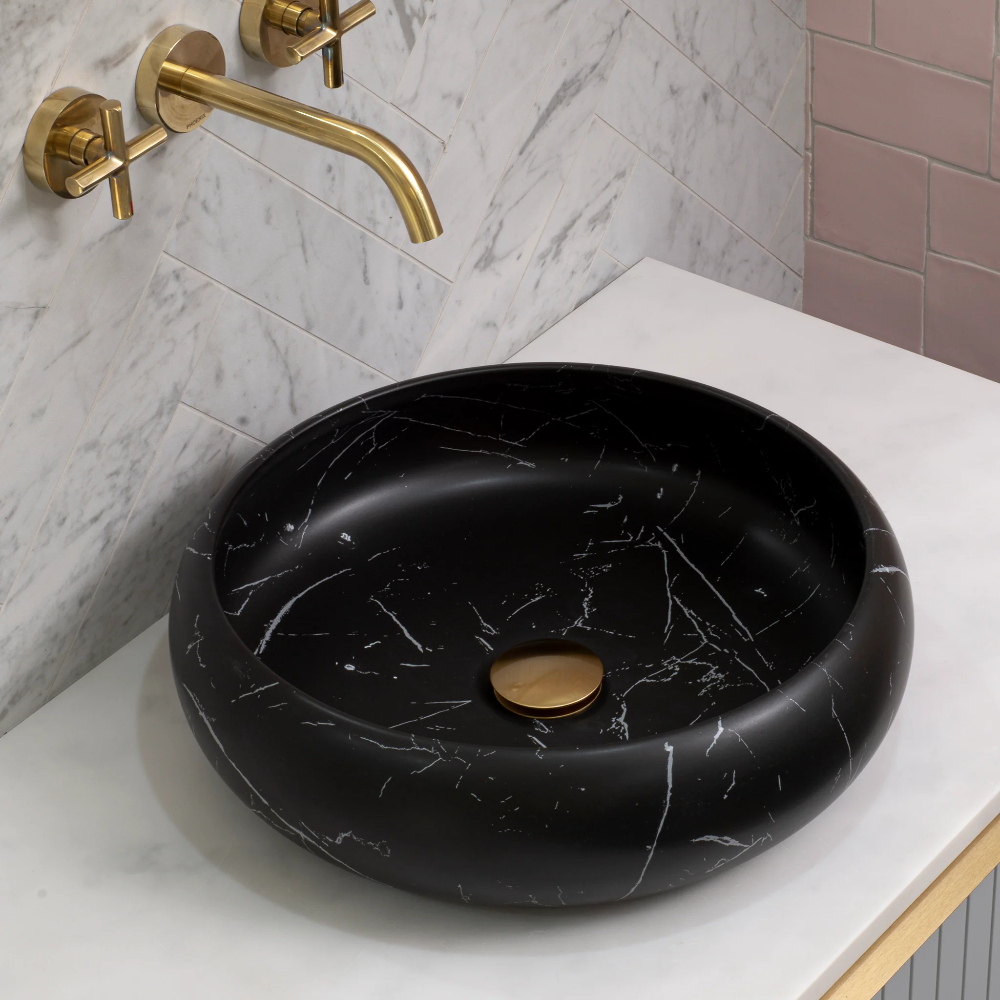 Disco Plus 415mm Above-Counter Basin, Fired Matte Nero Marquina - Image 2