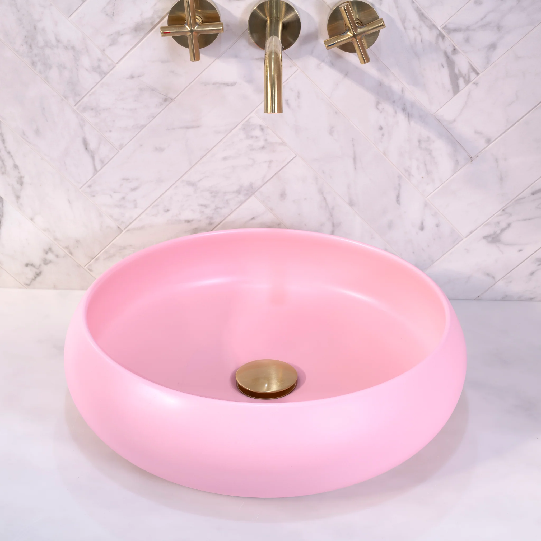 Disco Plus 415mm Above-Counter Basin, Matte Pink - Image 2