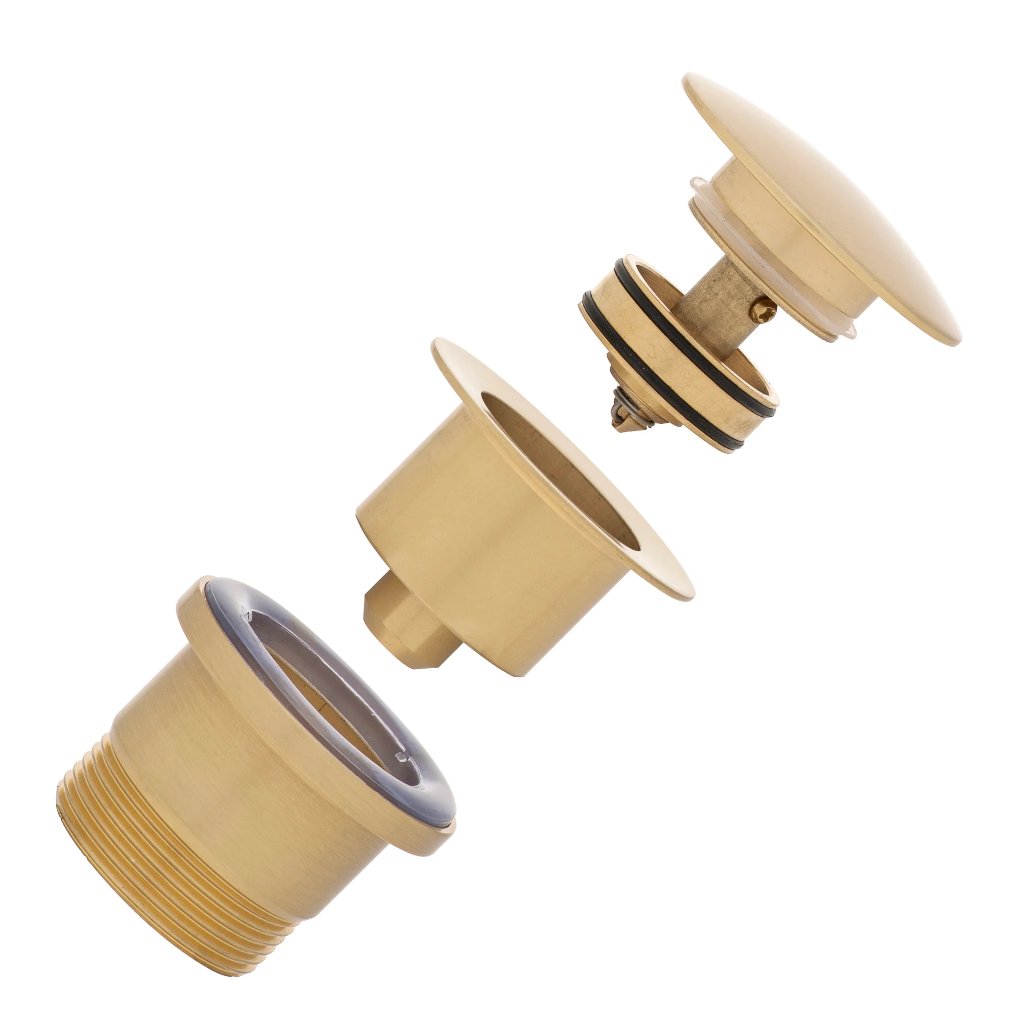 Dome Pop Out Waste, Universal 32mm/40mm, with Pull-Out Basket, Brushed Brass (Gold) - Image 3