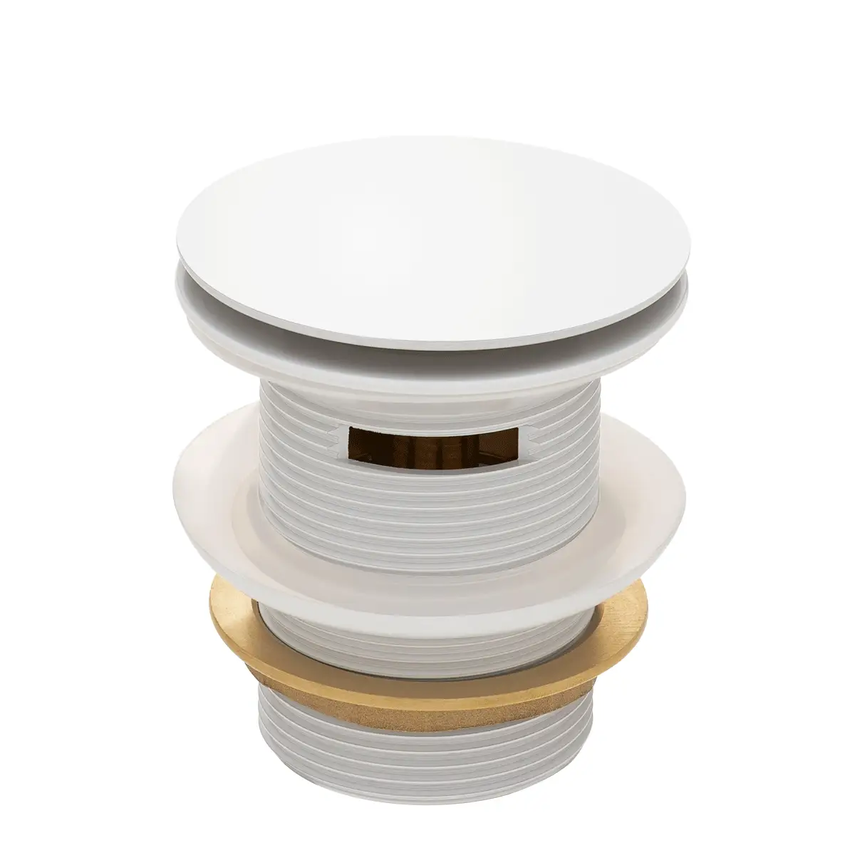 Dome Pop Short Bath Waste 40mm with Overflow and Pull-Out Basket, Gloss White - Image 3