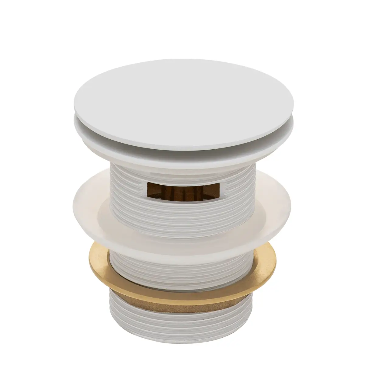 Dome Pop Short Bath Waste 40mm with Overflow and Pull-Out Basket, Matte White - Image 3