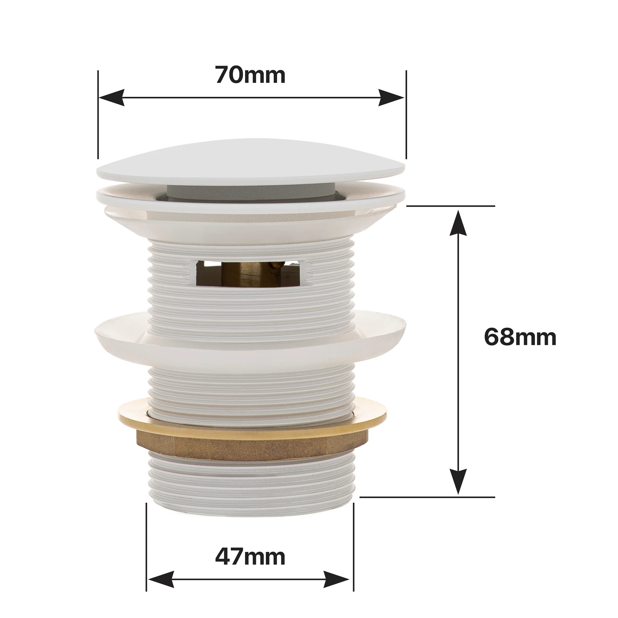 Dome Pop Short Bath Waste 40mm with Overflow and Pull-Out Basket, Matte White - Image 6