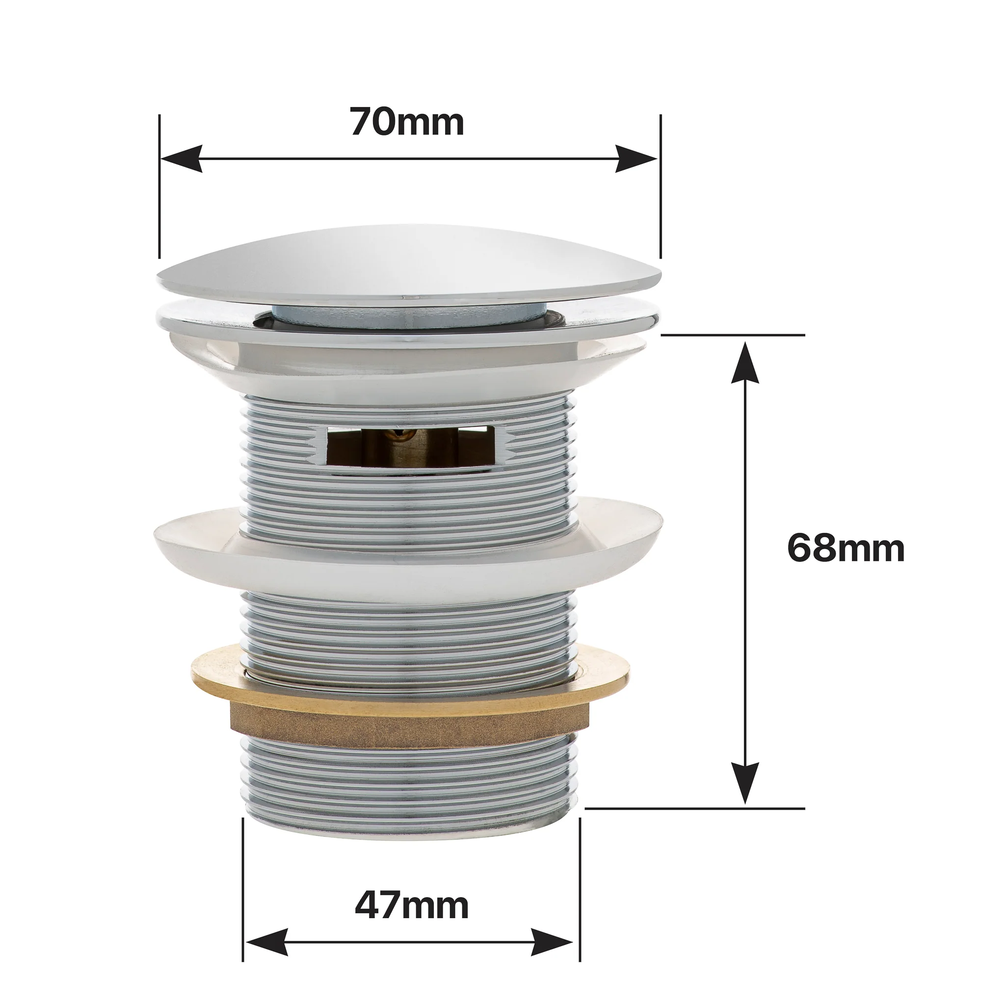 Dome Pop Short Bath Waste 40mm with Overflow and Pull-Out Basket, Polished Chrome - Image 6