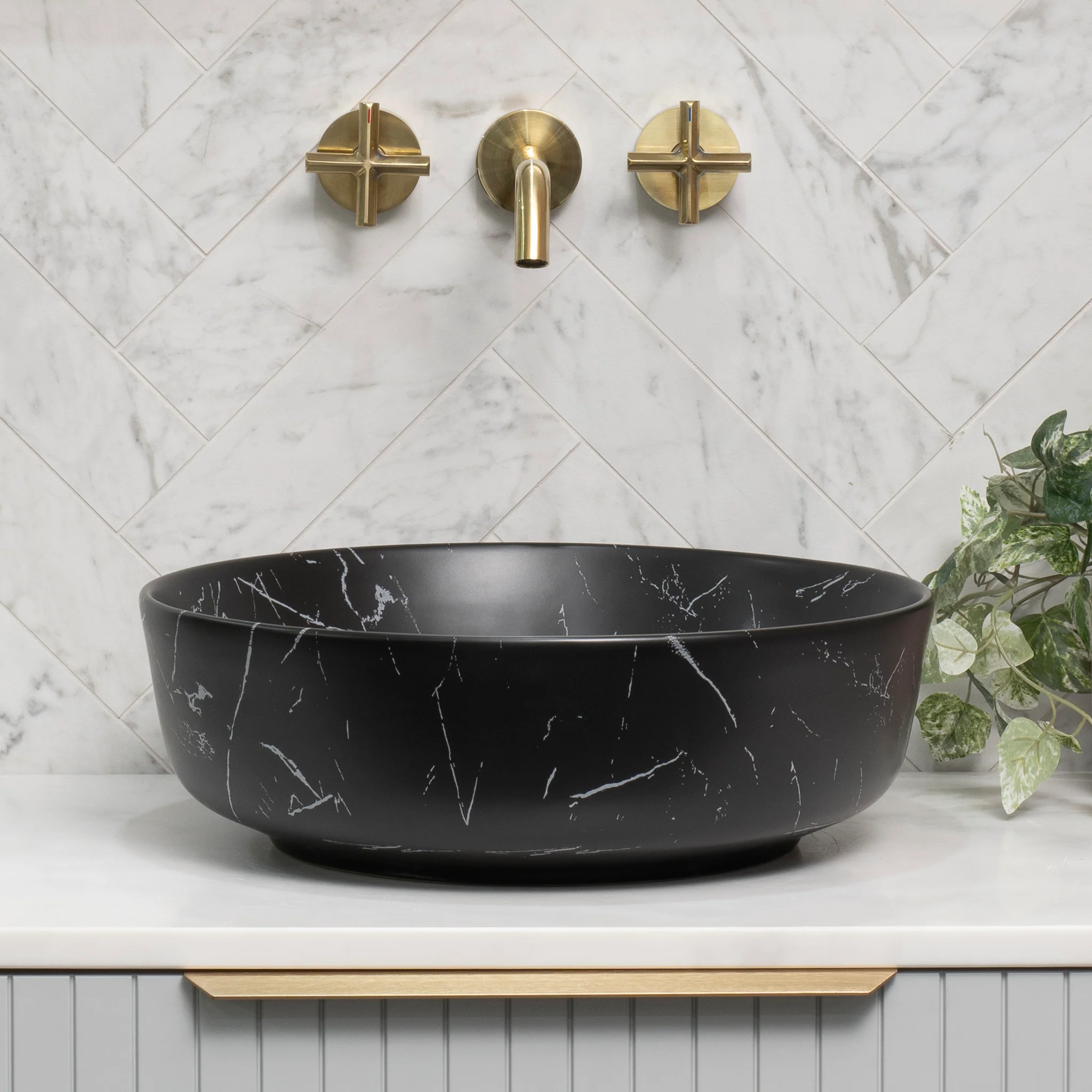 Dove 415mm Above-Counter Basin, Fired Matte Nero Marquina *Clearance Stock* - Image 2