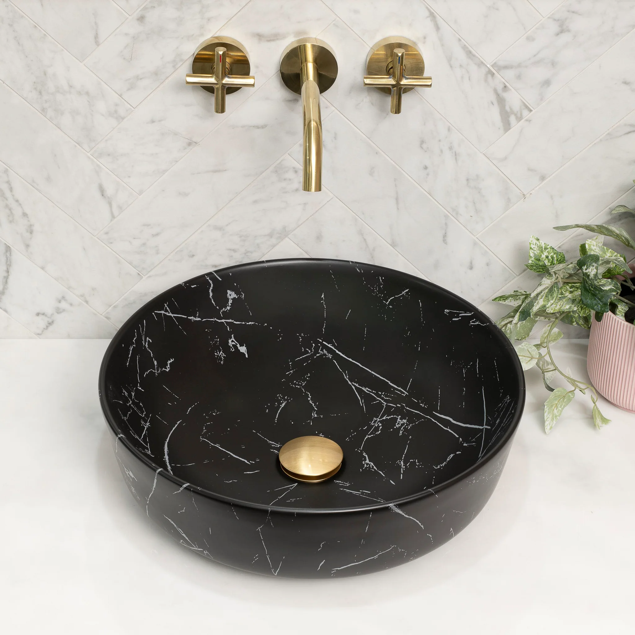 Dove 415mm Above-Counter Basin, Fired Matte Nero Marquina *Clearance Stock* - Image 3