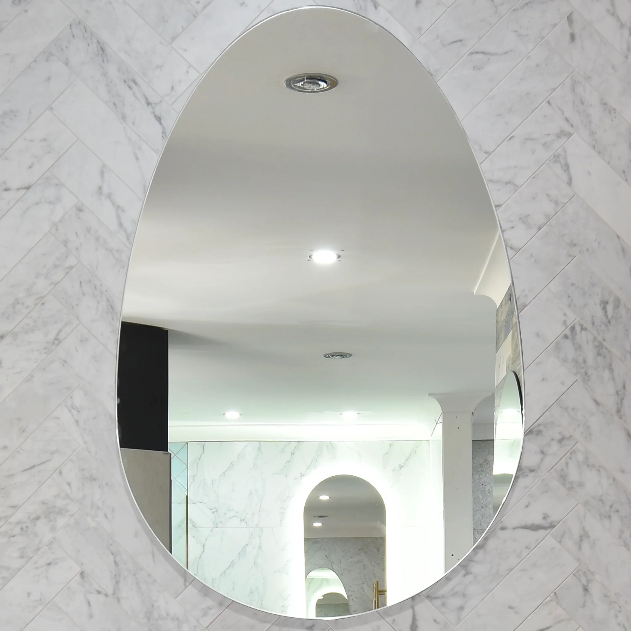 Egg Frameless Mirror with Polished Edge | 2 Sizes, 500mm and 600mm | - Image 3