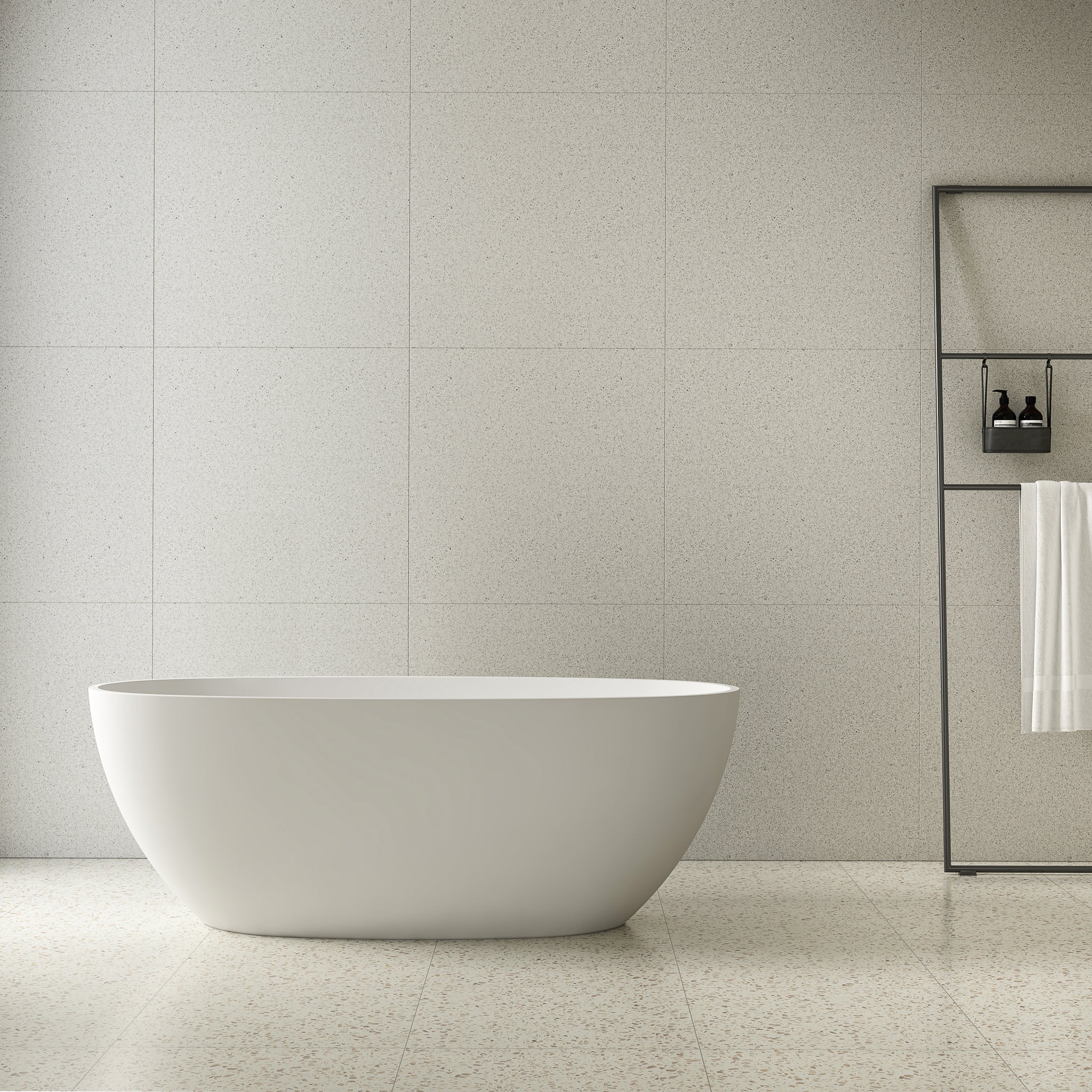 Egg Oval 1600mm Freestanding Bath, Matte White - Image 3