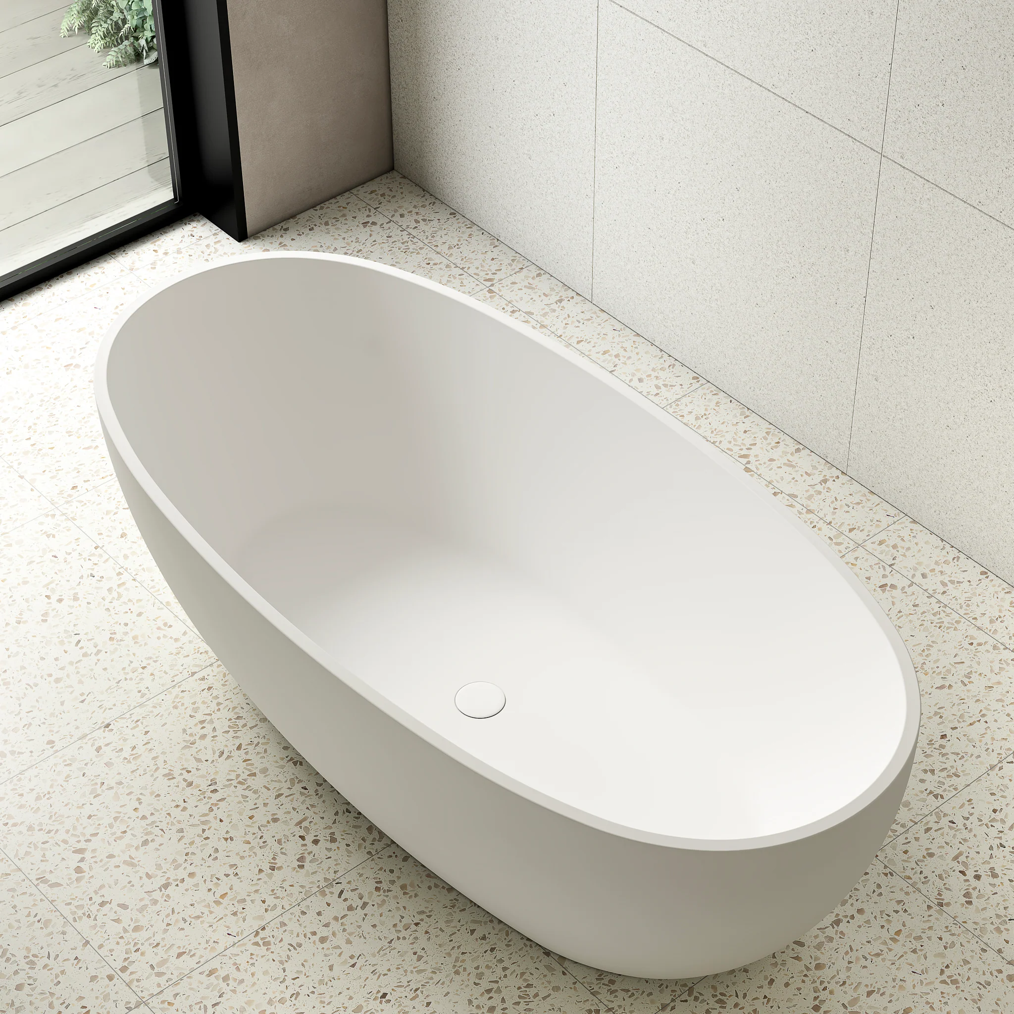 Egg Oval 1700mm Freestanding Bath, Matte White - Image 2