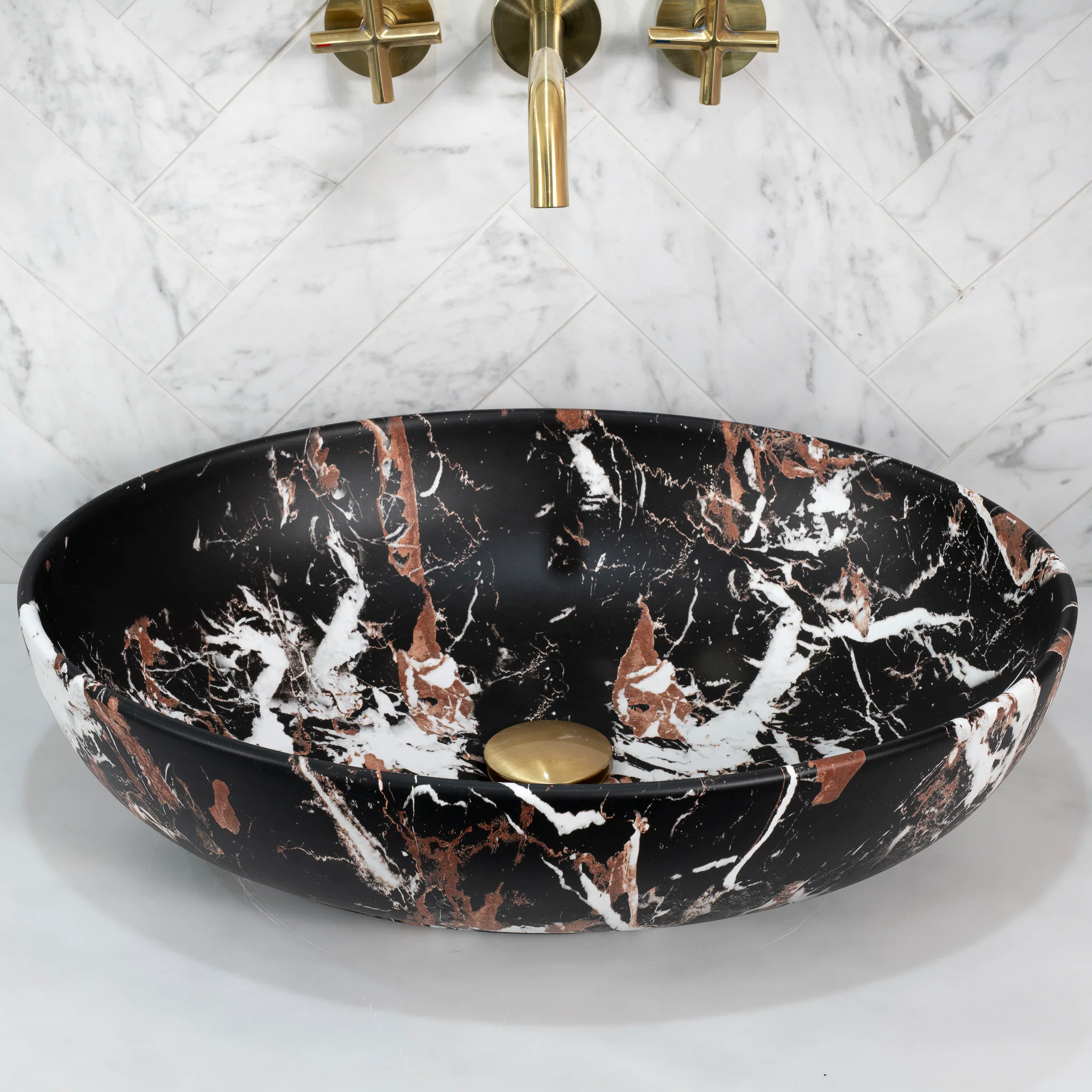 Ellipse 520mm x 395mm Above-Counter Basin, Matte Chennai Bhoor - Image 4