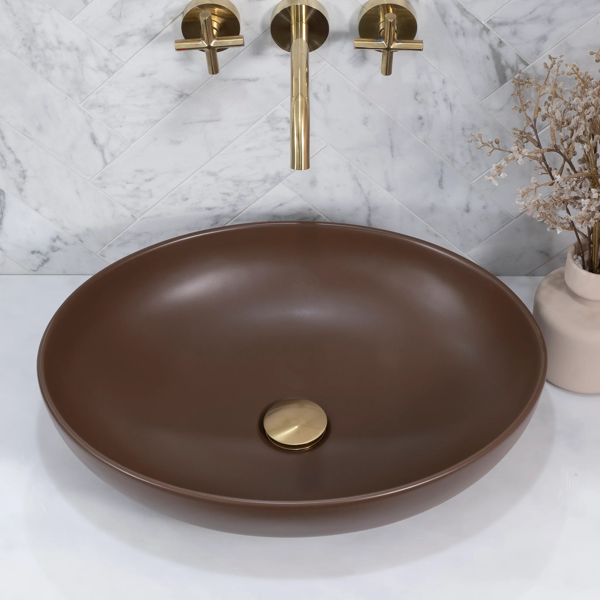 Ellipse 520mm x 395mm Above-Counter Basin, Matte Mocha - Image 3