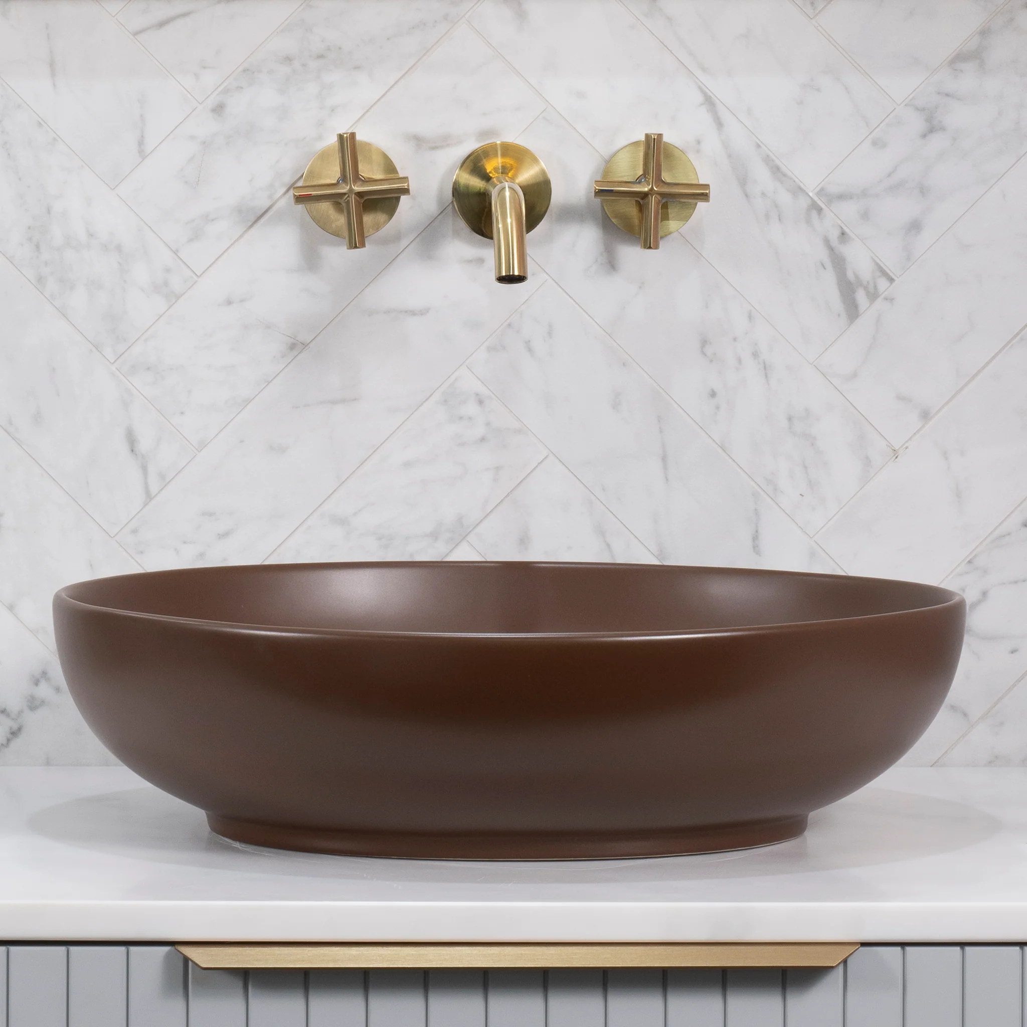 Ellipse 520mm x 395mm Above-Counter Basin, Matte Mocha - Image 4