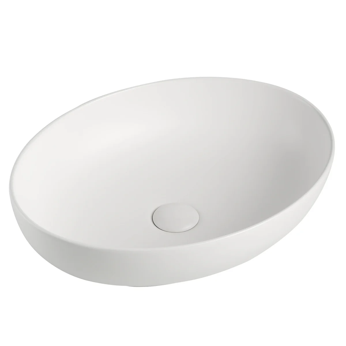 Ellipse 520mm x 395mm Above-Counter Basin, Matte White - Image 2