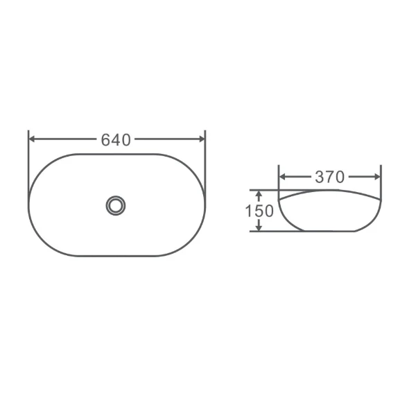 Feather L-Oval Above Counter 640mm x 370mm Basin | Gloss White | - Image 3