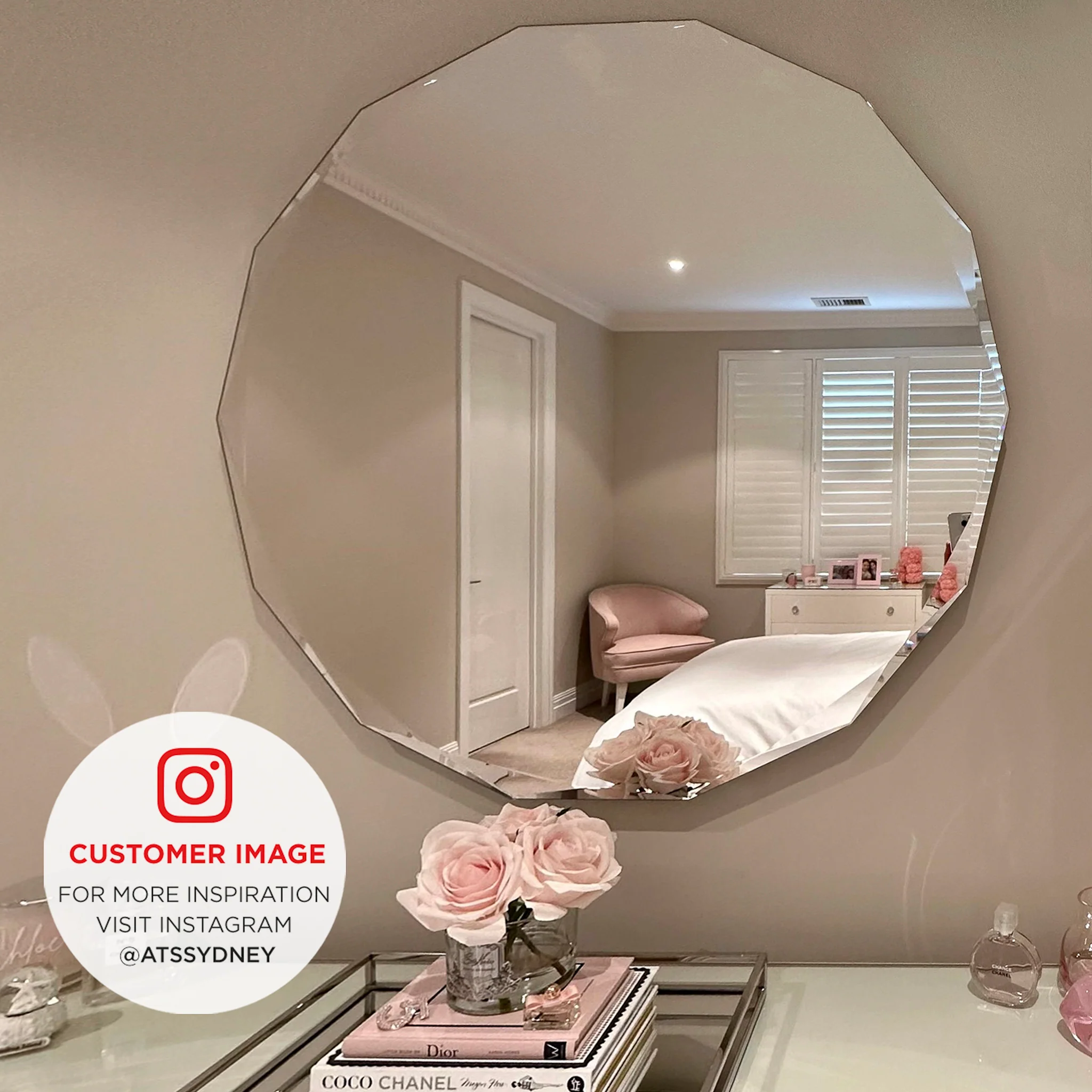 Fine Round Jewel 750mm Backlit LED Frameless Mirror with Jewelled Edge and Demister *Clearance Stock* - Image 2