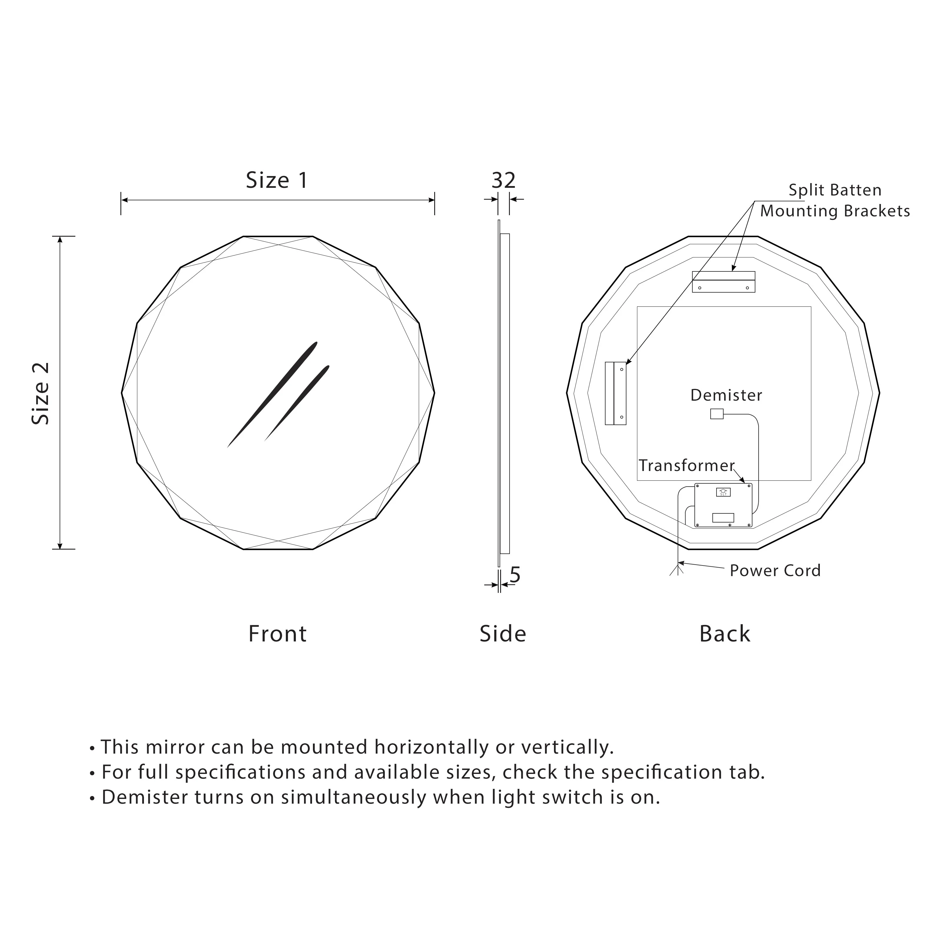 Fine Round Jewel 750mm Backlit LED Frameless Mirror with Jewelled Edge and Demister *Clearance Stock* - Image 7