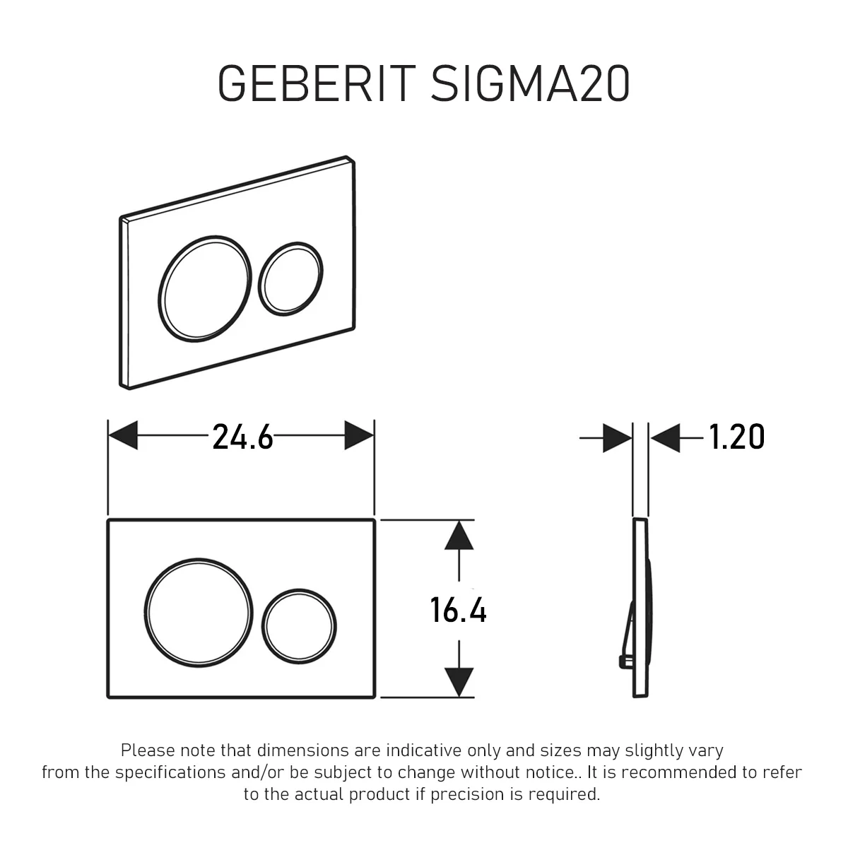 Geberit Sigma20 Dual Flush Button & Access Plate, White - Image 2