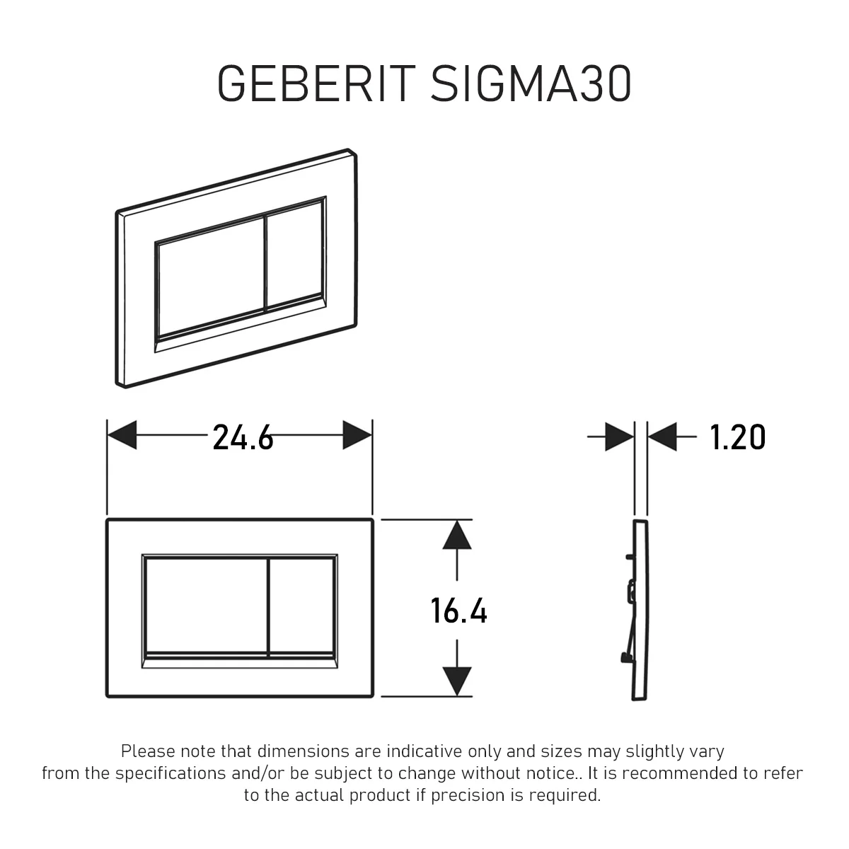 Geberit Sigma30 Dual Flush Button & Access Plate, Matte Chrome with Chrome Trim Design - Image 2