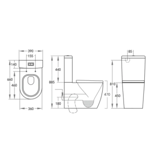 Hysett Q Back to Wall Toilet Suite, Gloss White - Image 12