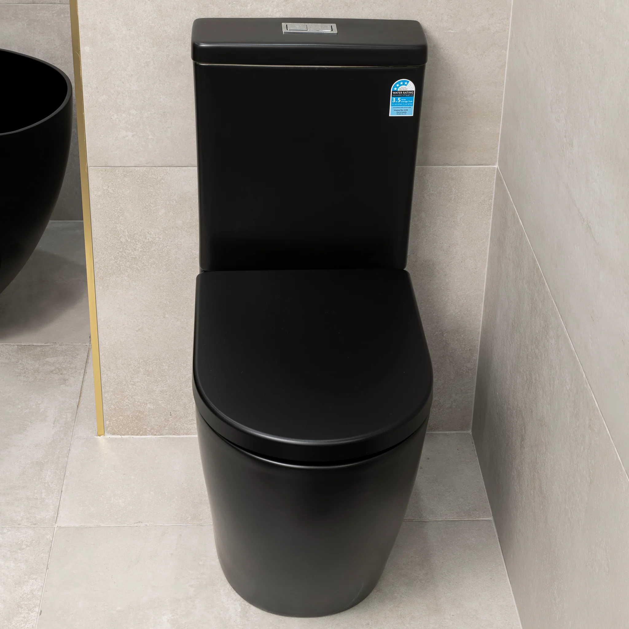 Hysett Q Back to Wall Toilet Suite, Matte Black - Image 3