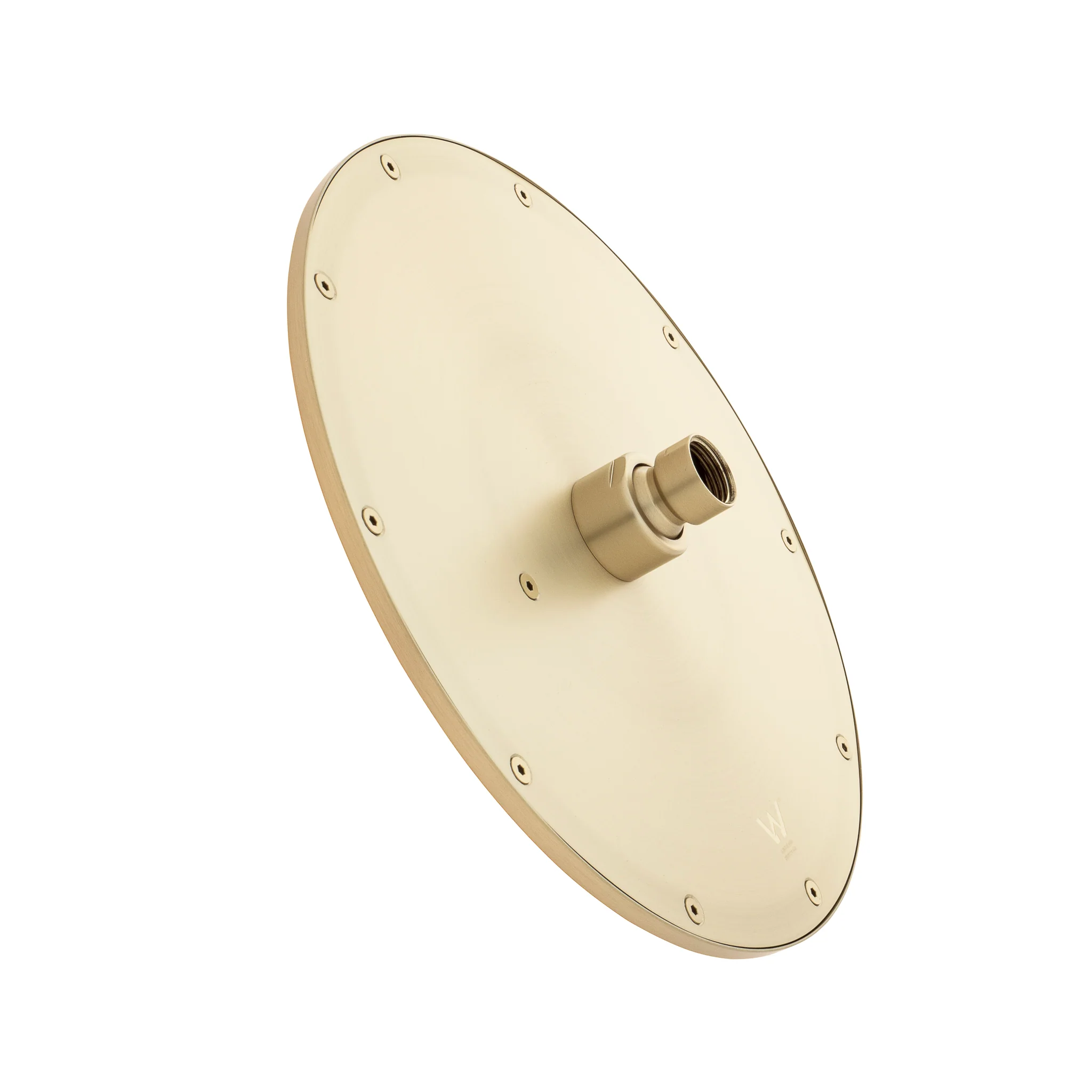 Jena Round Twin Shower System with Adjustable Rail, Push Button Diverter and 250mm Head, Brushed Brass (Gold) - Image 5