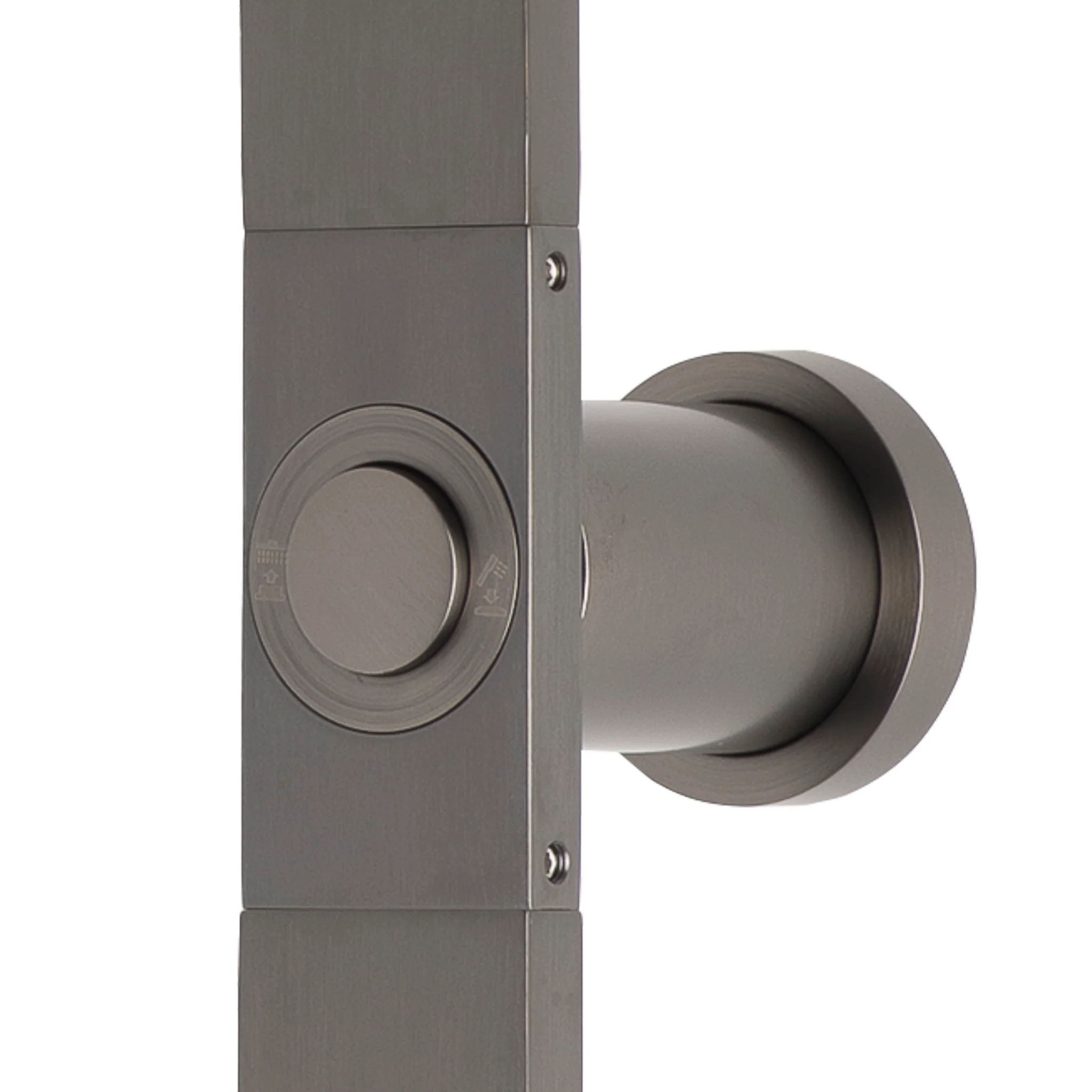 Jena Round Twin Shower System with Adjustable Rail, Push Button Diverter and 250mm Head, Brushed Gunmetal - Image 3