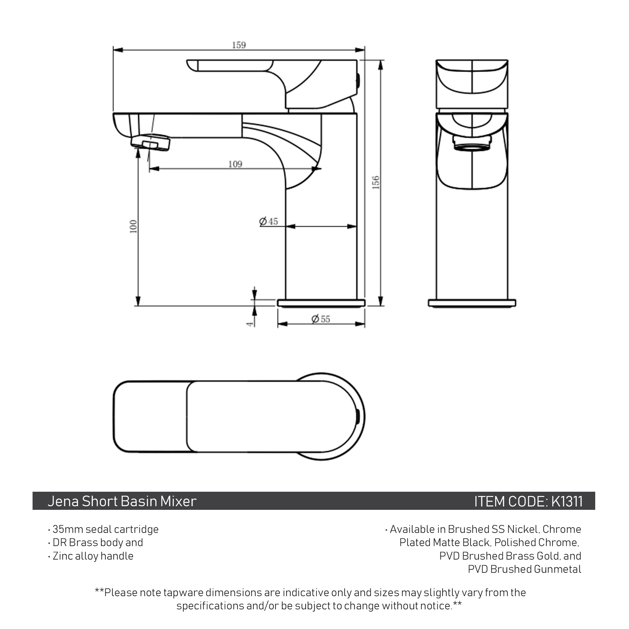 Jena Short Basin Mixer, Brushed Nickel - Image 3