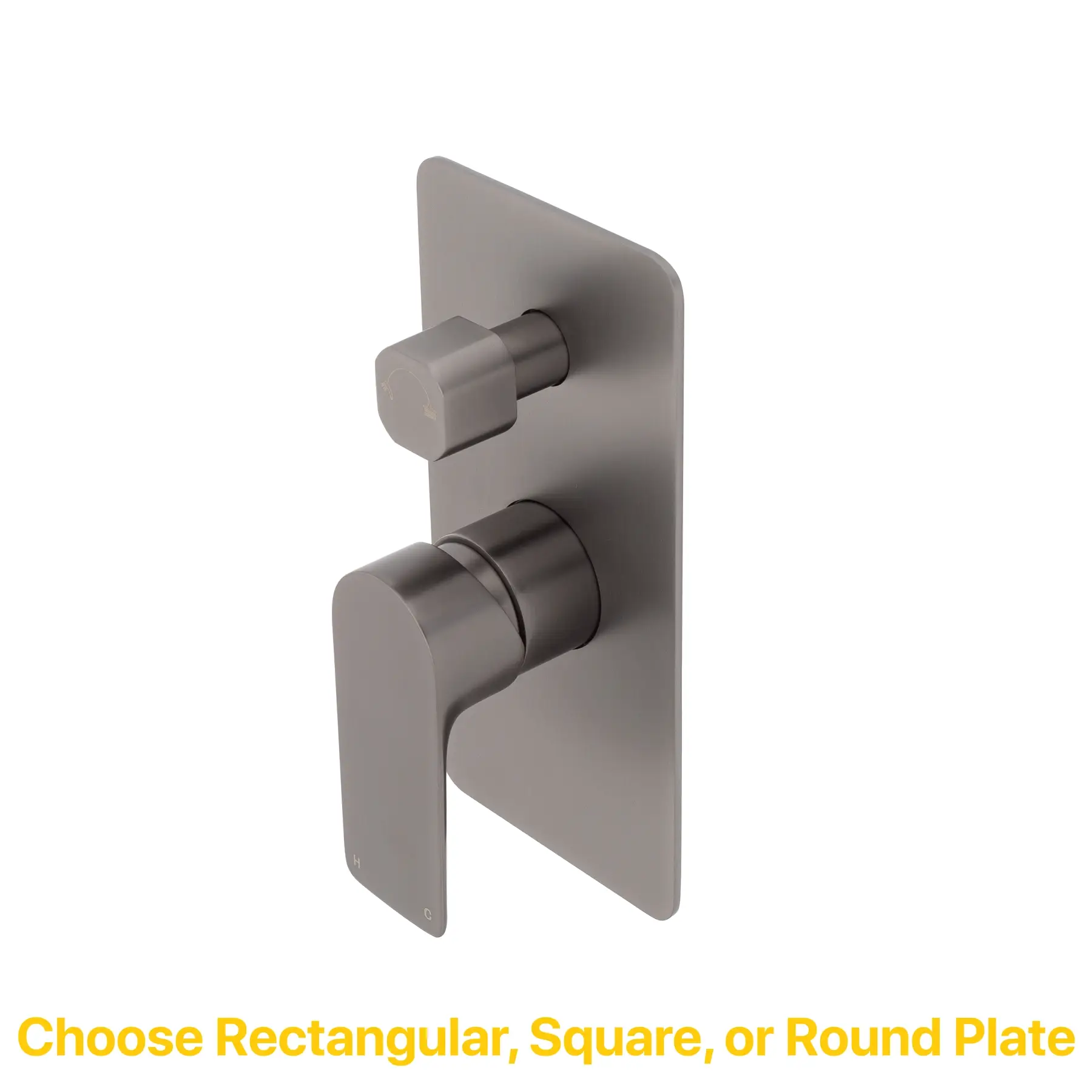 Jena Shower/ Bath Wall Mixer with Diverter and Round Plates, Brushed Gunmetal - Image 3
