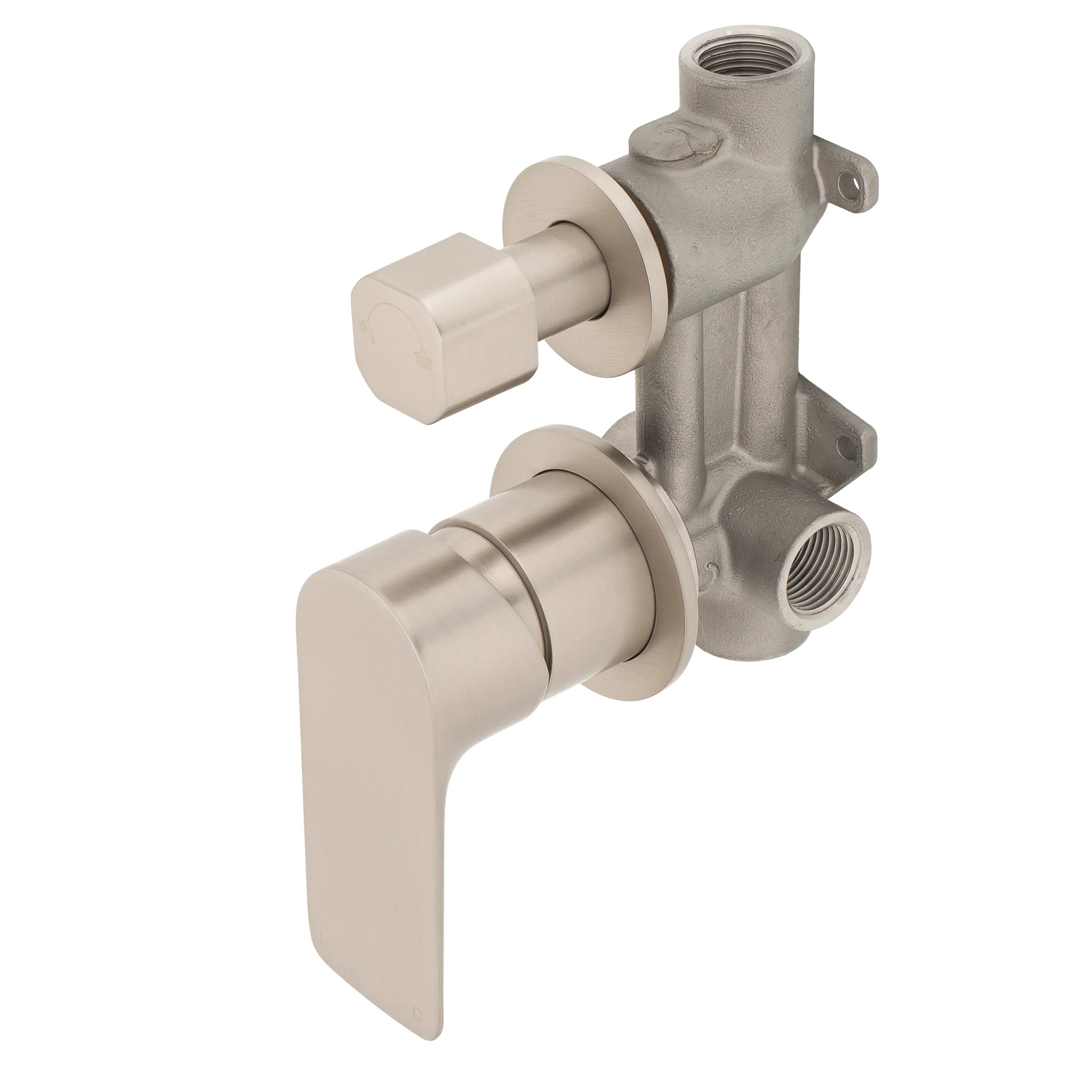 Jena Shower/ Bath Wall Mixer with Diverter and Round Plates, Brushed Nickel - Image 2