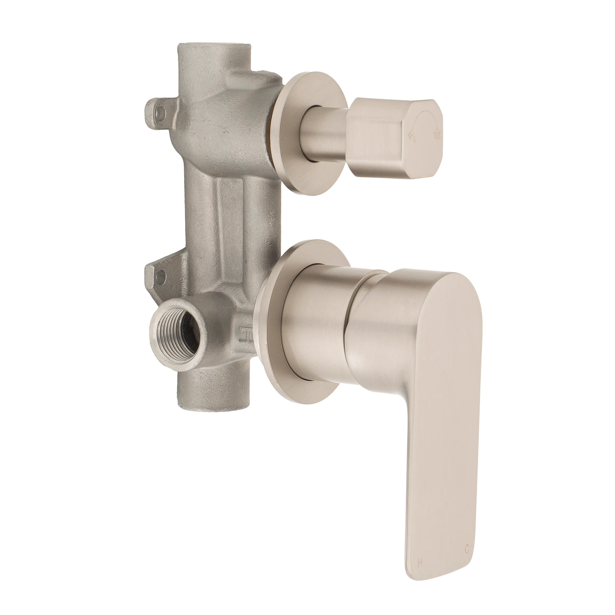 Jena Shower/ Bath Wall Mixer with Diverter and Round Plates, Brushed Nickel - Image 5
