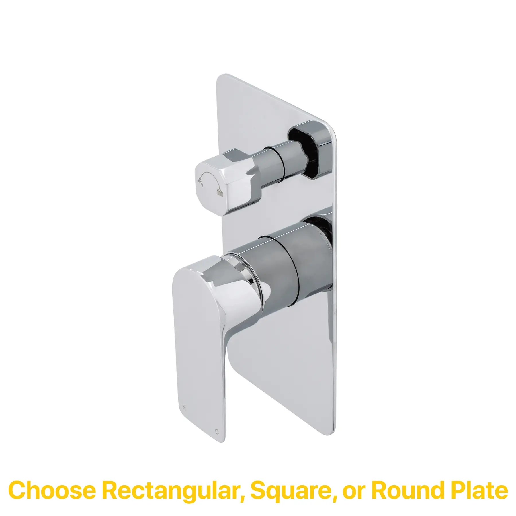 Jena Shower/ Bath Wall Mixer with Diverter and Round Plates, Polished Chrome - Image 3