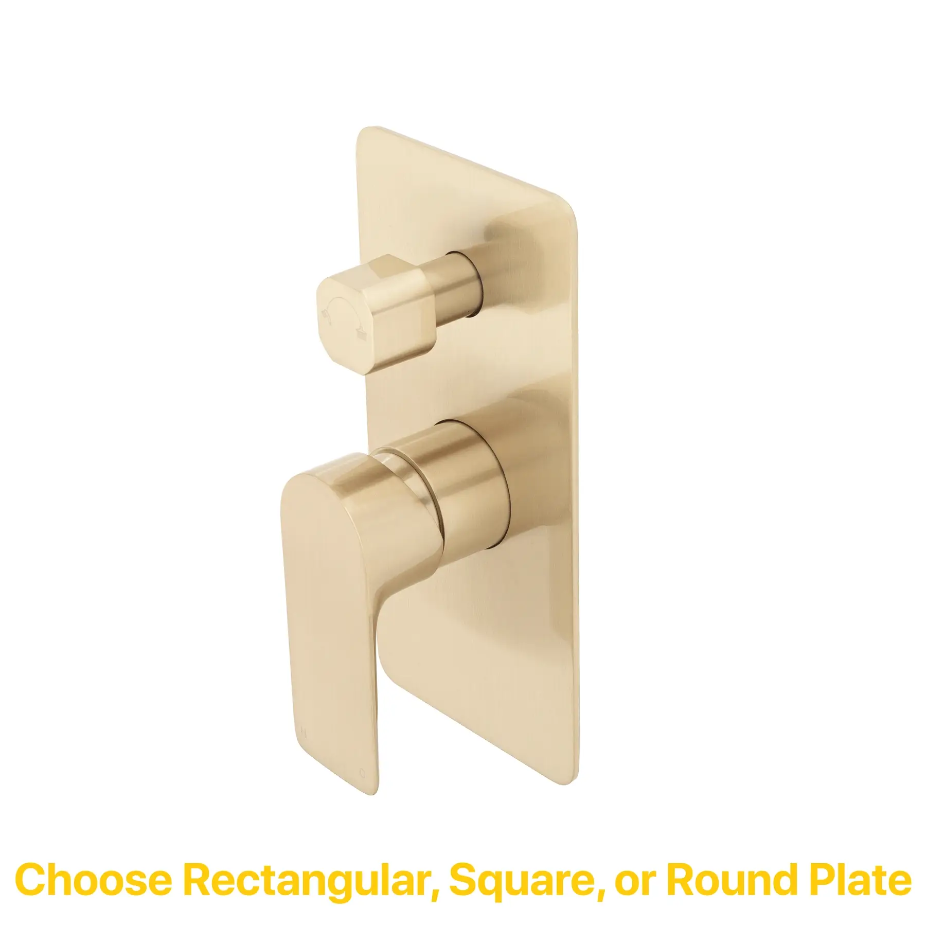 Jena Shower/ Bath Wall Mixer with Diverter and Square Plates, Brushed Brass (Gold) - Image 3