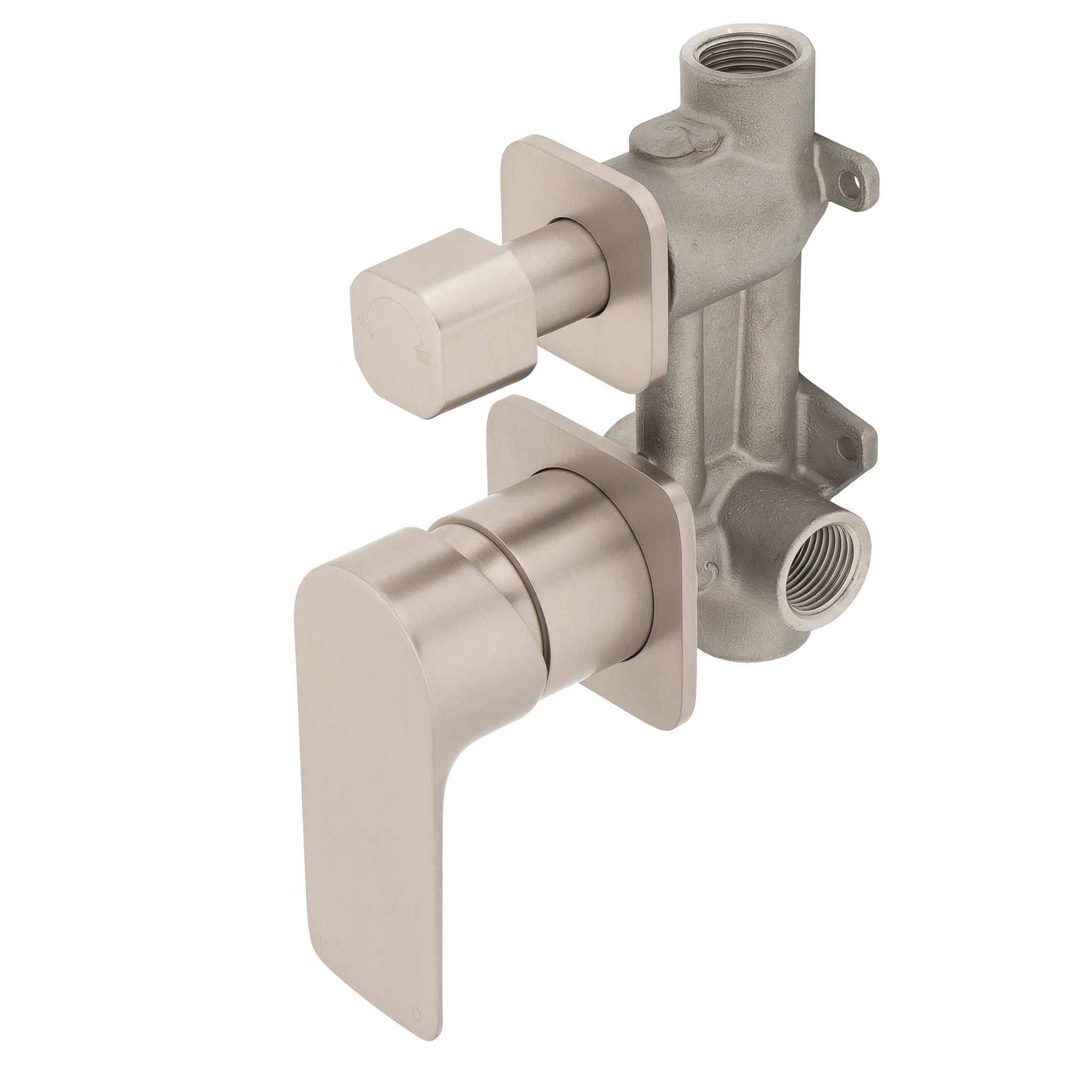 Jena Shower/ Bath Wall Mixer with Diverter and Square Plates, Brushed Nickel - Image 2