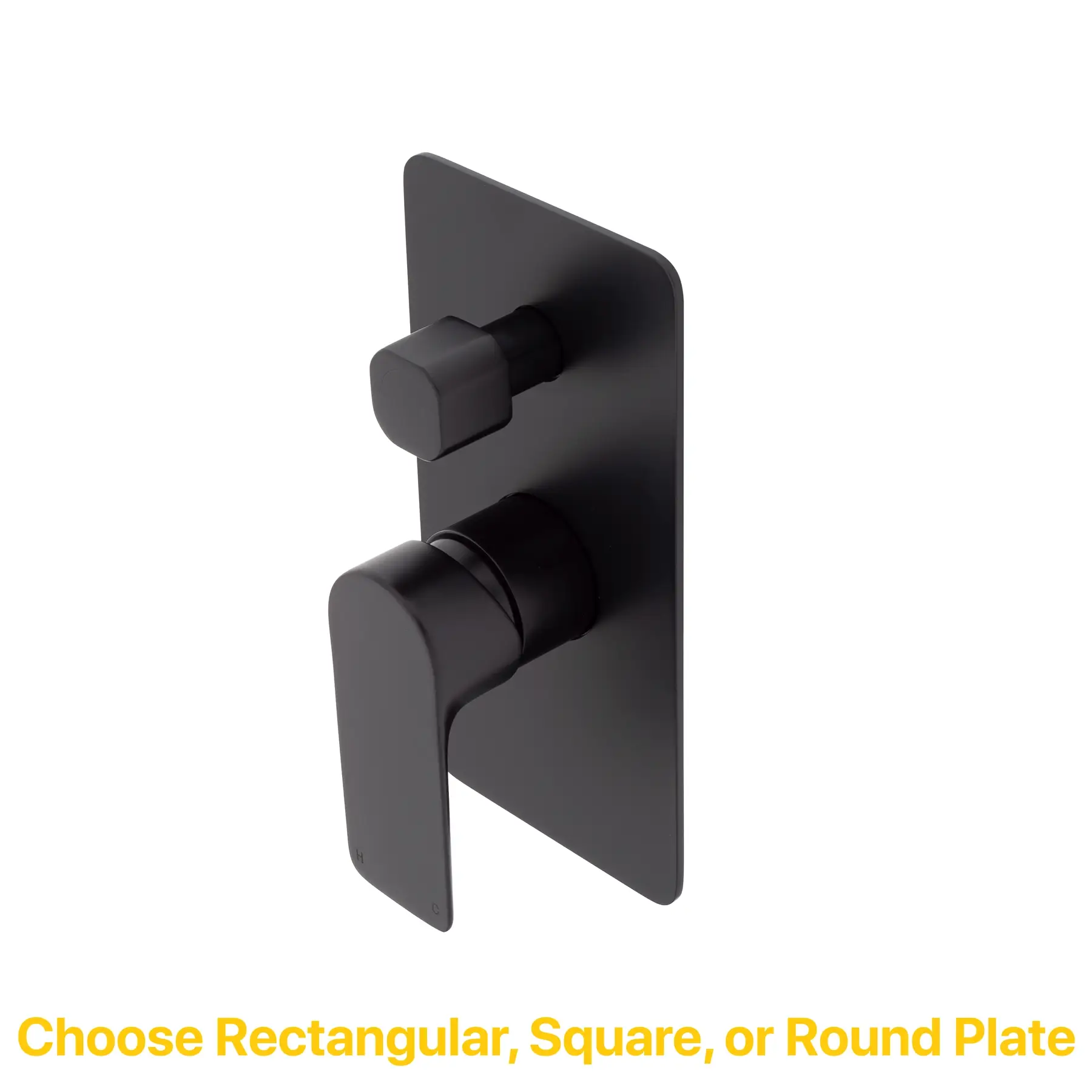 Jena Shower/ Bath Wall Mixer with Diverter and Square Plates, Matte Black - Image 3