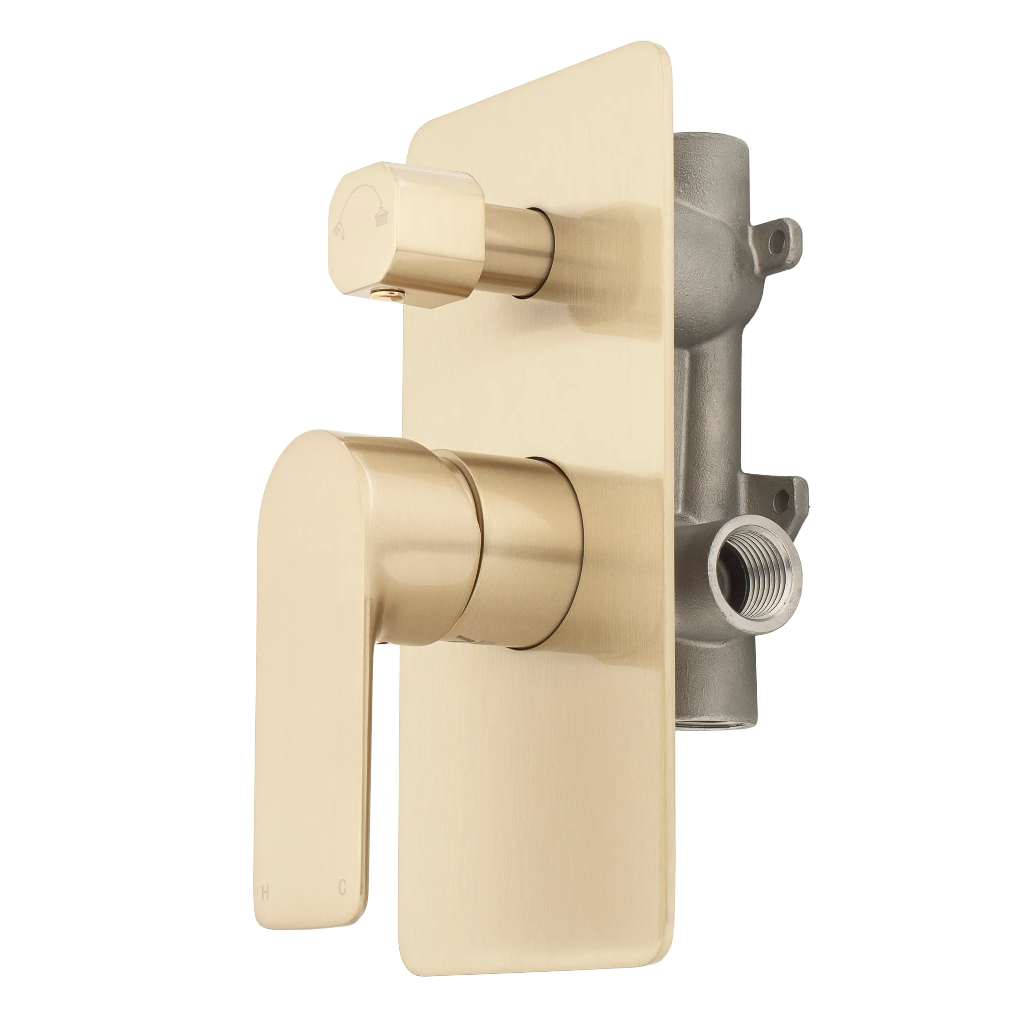 Jena Shower/ Bath Wall Mixer with Diverter, PVD Brushed Brass (Gold) - Image 4