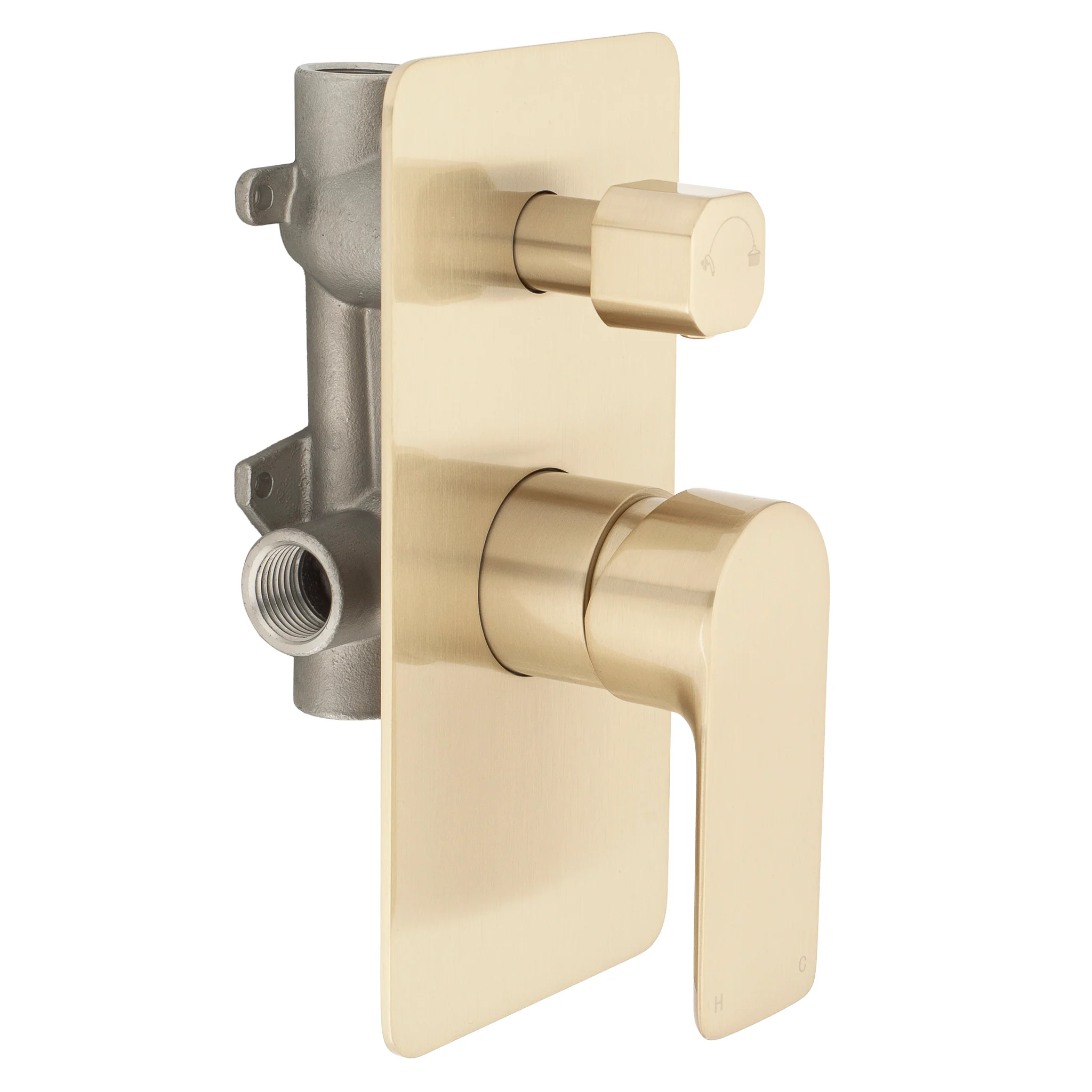 Jena Shower/ Bath Wall Mixer with Diverter, PVD Brushed Brass (Gold) - Image 5