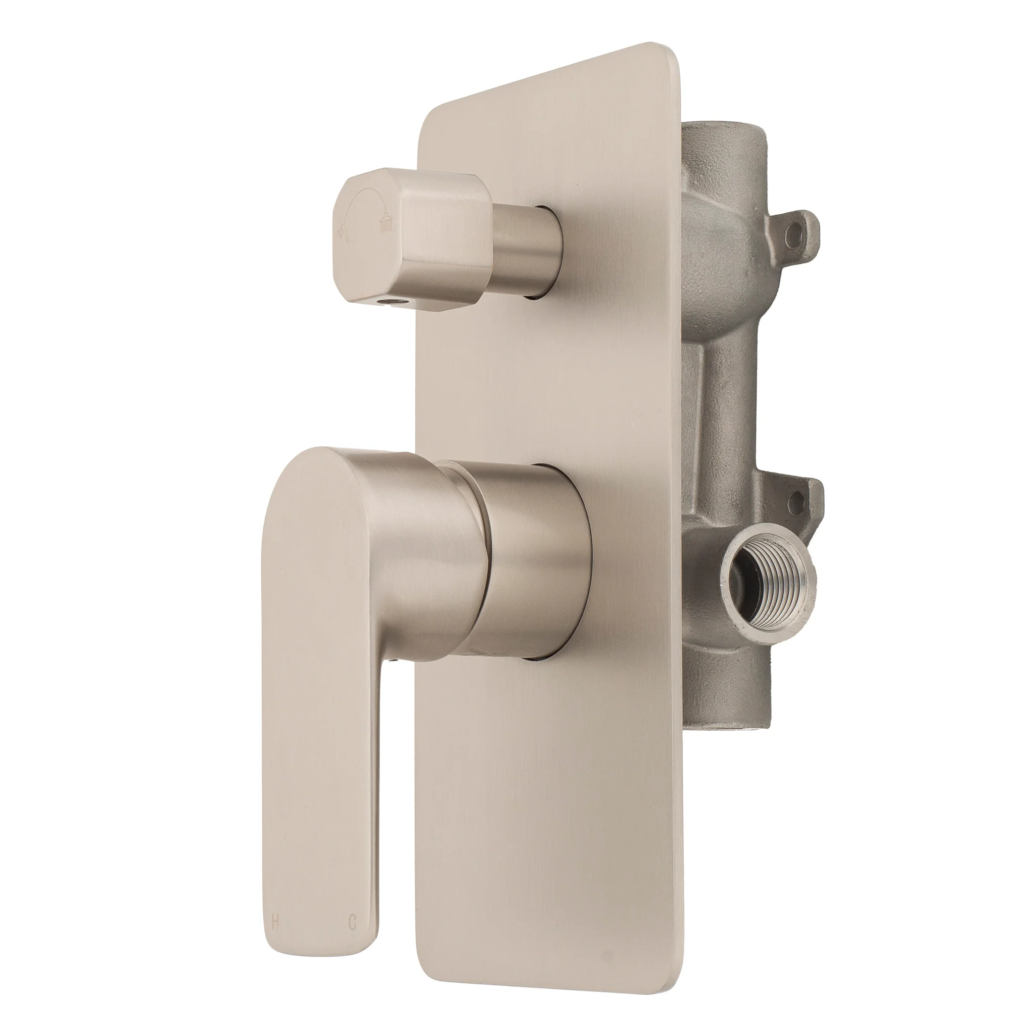 Jena Shower/ Bath Wall Mixer with Diverter, Brushed Nickel - Image 4
