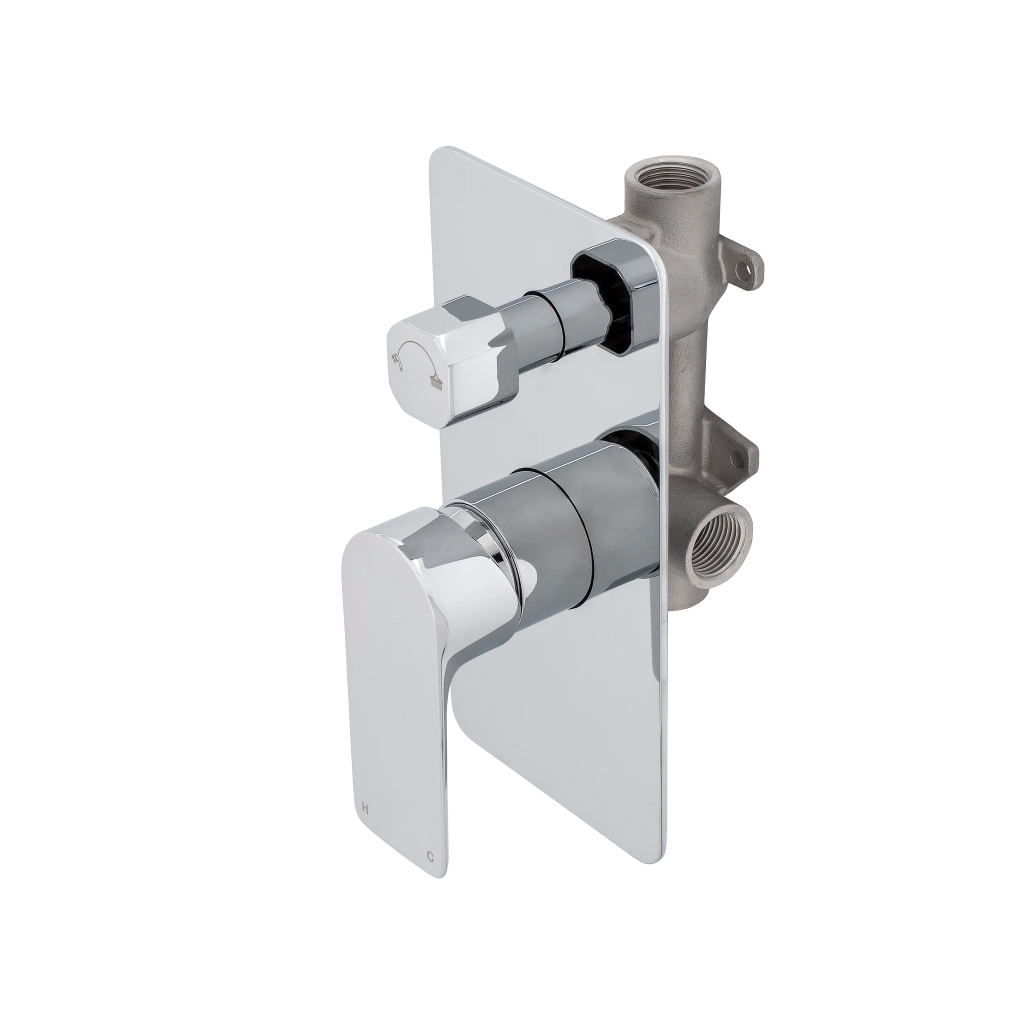 Jena Shower/ Bath Wall Mixer with Diverter, Polished Chrome - Image 2