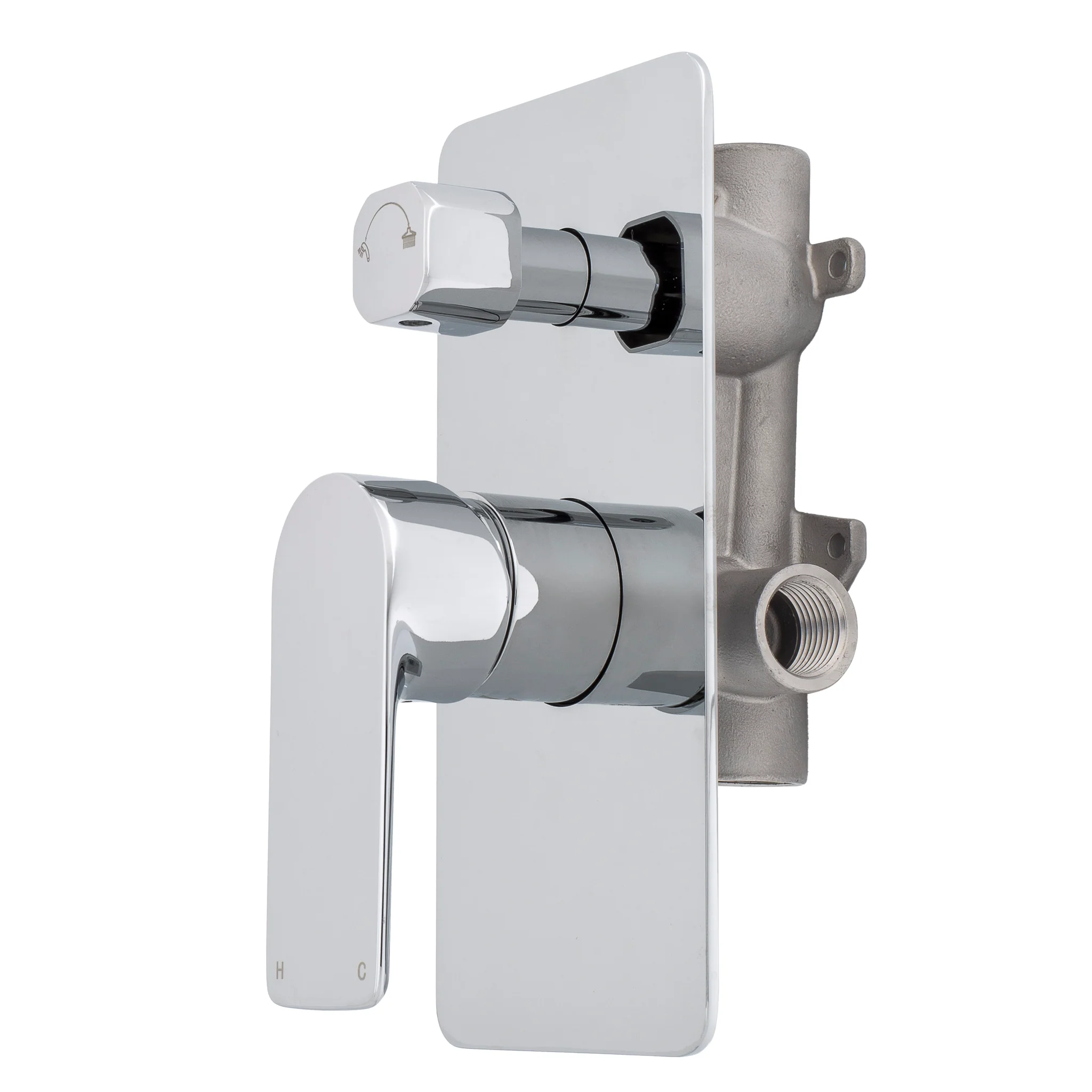Jena Shower/ Bath Wall Mixer with Diverter, Polished Chrome - Image 4