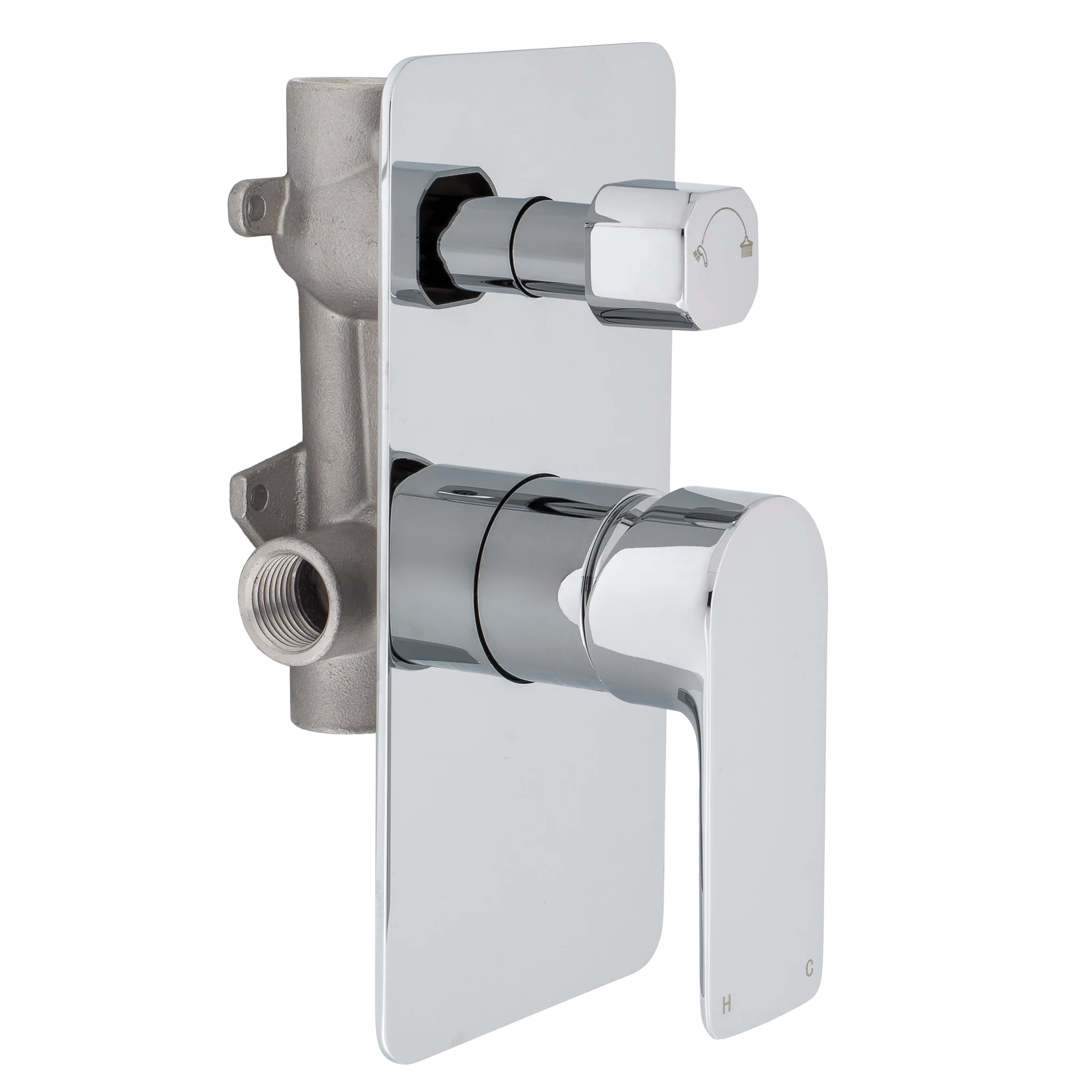 Jena Shower/ Bath Wall Mixer with Diverter, Polished Chrome - Image 5