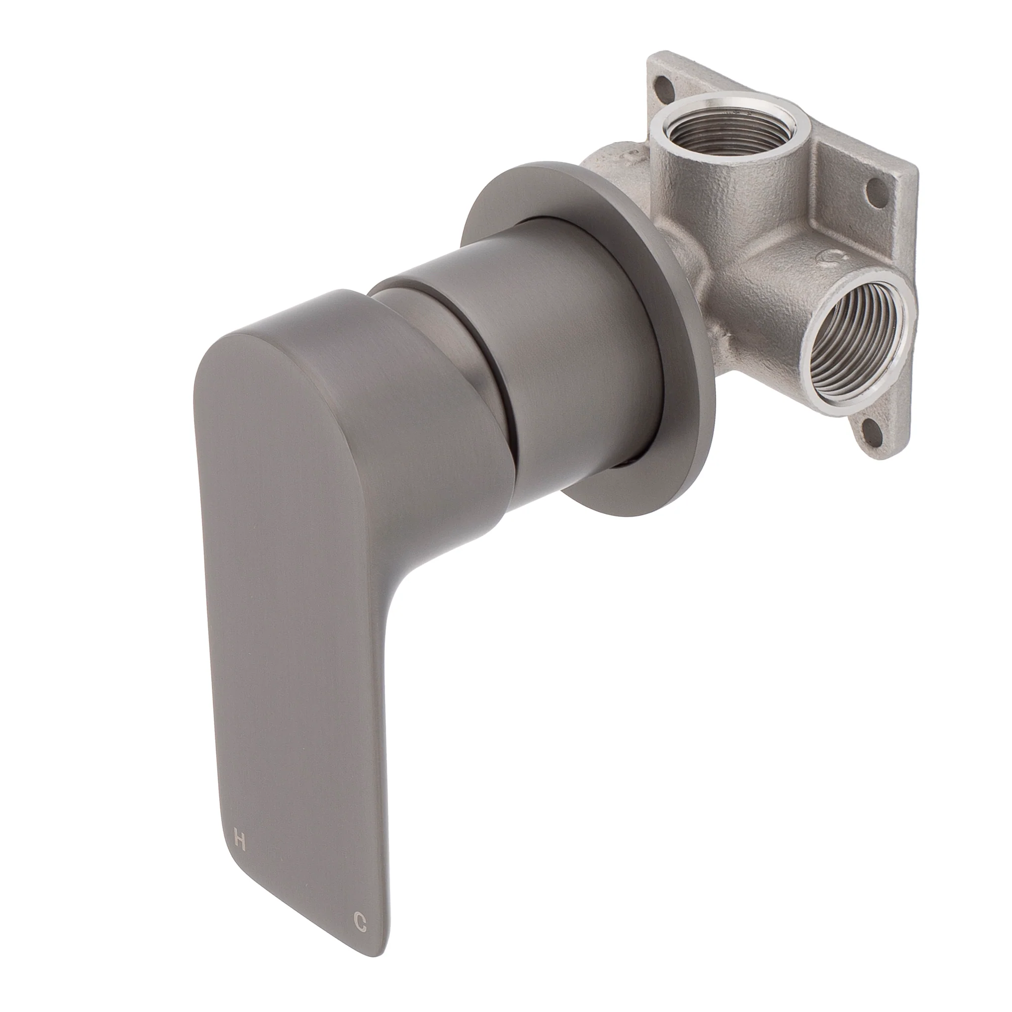 Jena Shower/ Bath Wall Mixer with Round Plates, Brushed Gunmetal - Image 2