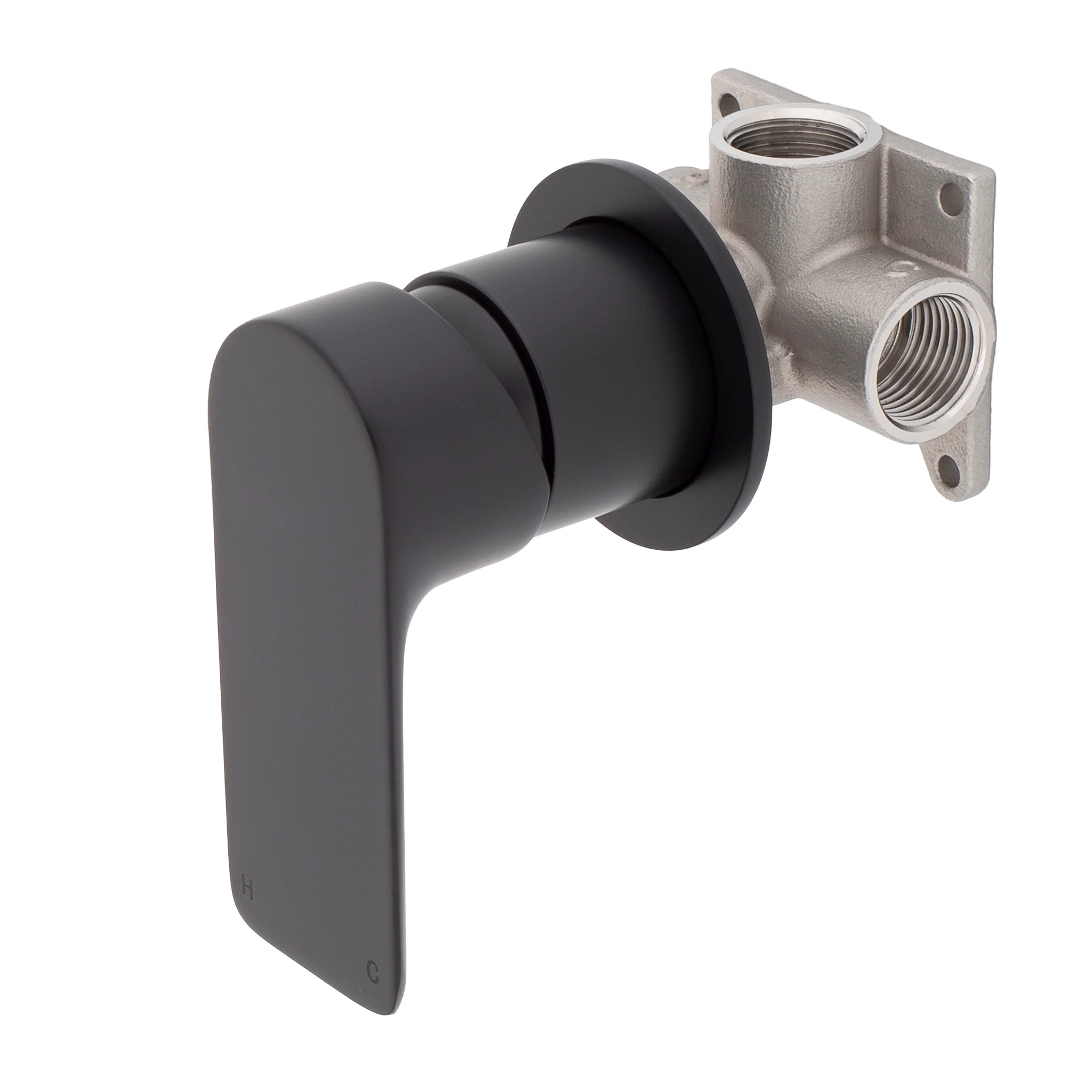 Jena Shower/ Bath Wall Mixer with Round Plates, Matte Black - Image 2
