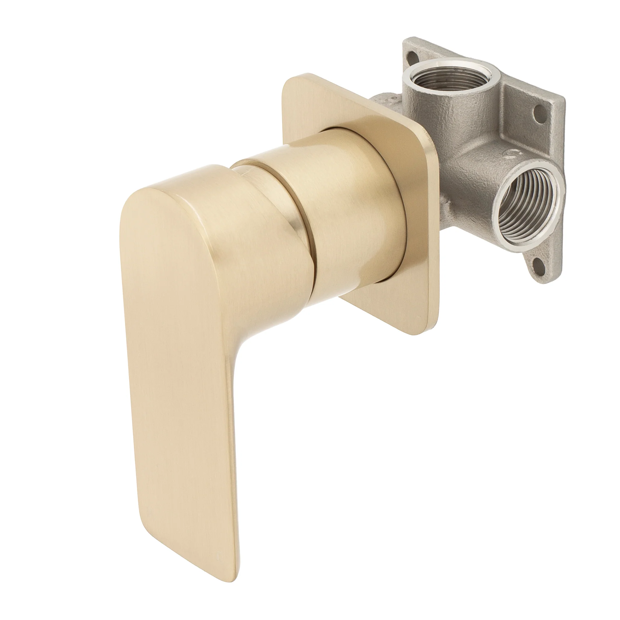Jena Shower/ Bath Wall Mixer with Square Plates, Brushed Brass (Gold) - Image 2