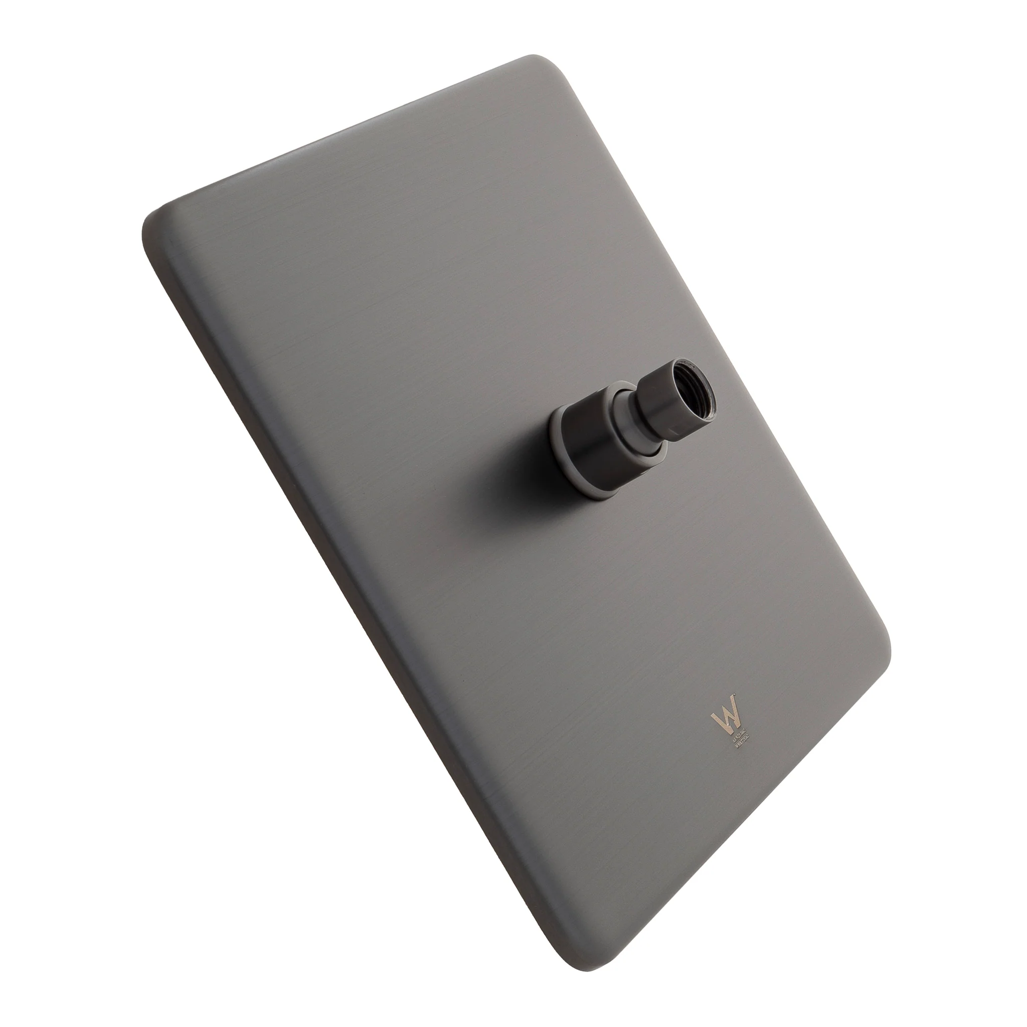 Jena Square Twin Shower System with Adjustable Rail, Push Button Diverter and 250mm Head, Brushed Gunmetal - Image 5