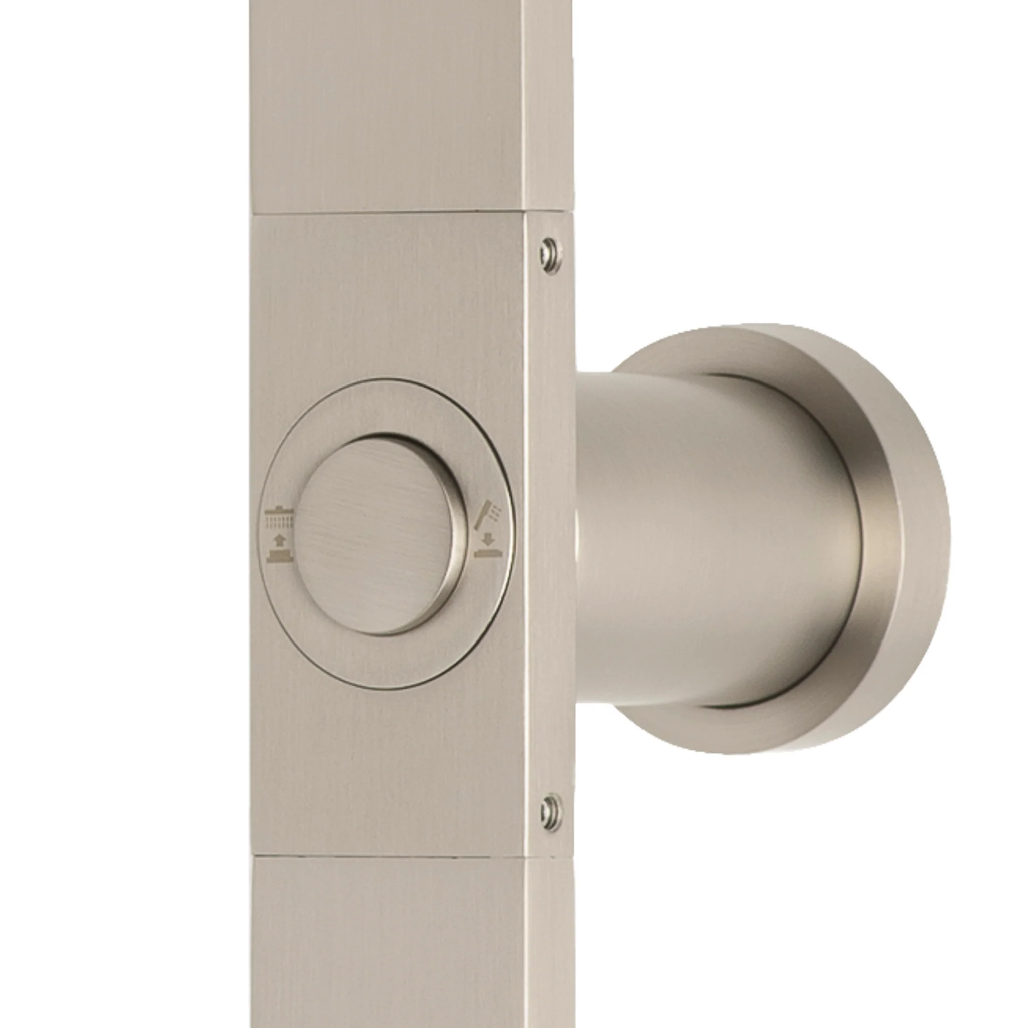 Jena Square Twin Shower System with Adjustable Rail, Push Button Diverter and 250mm Head, Brushed Nickel - Image 3