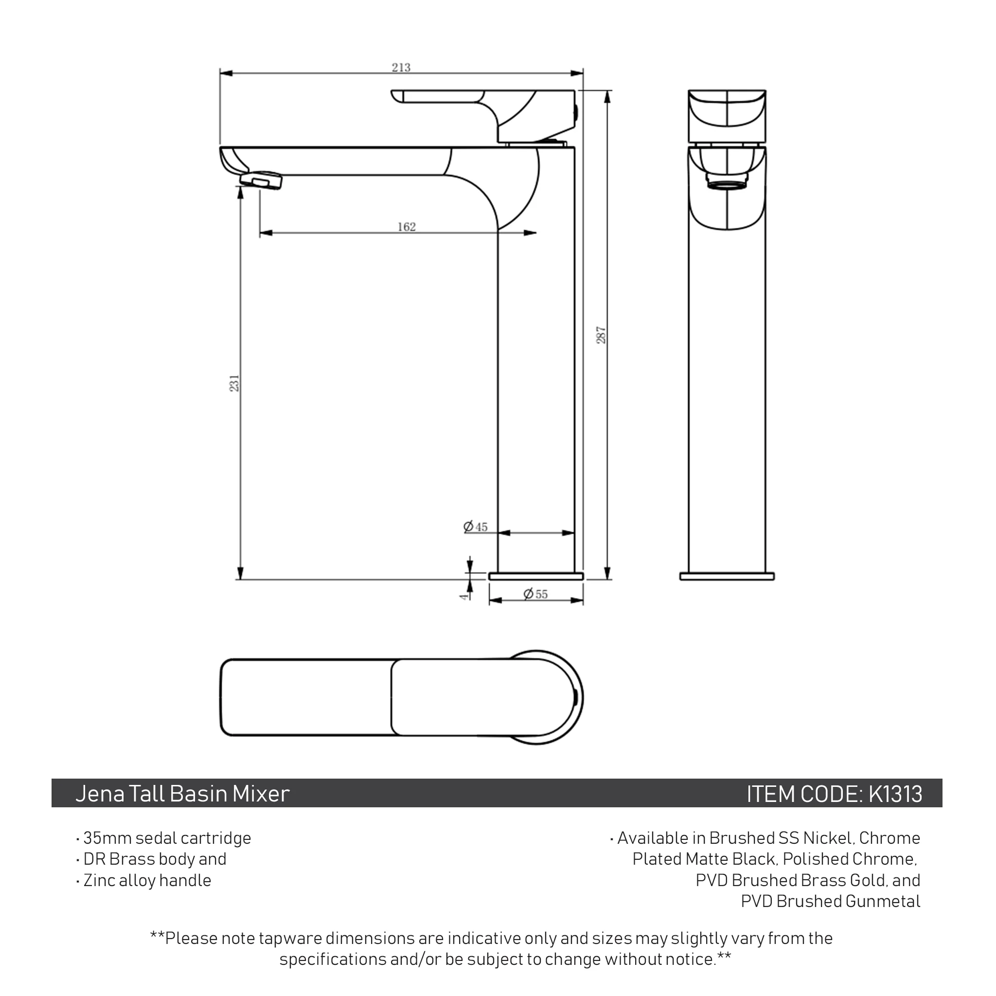 Jena Tall Basin Mixer, Brushed Nickel - Image 3