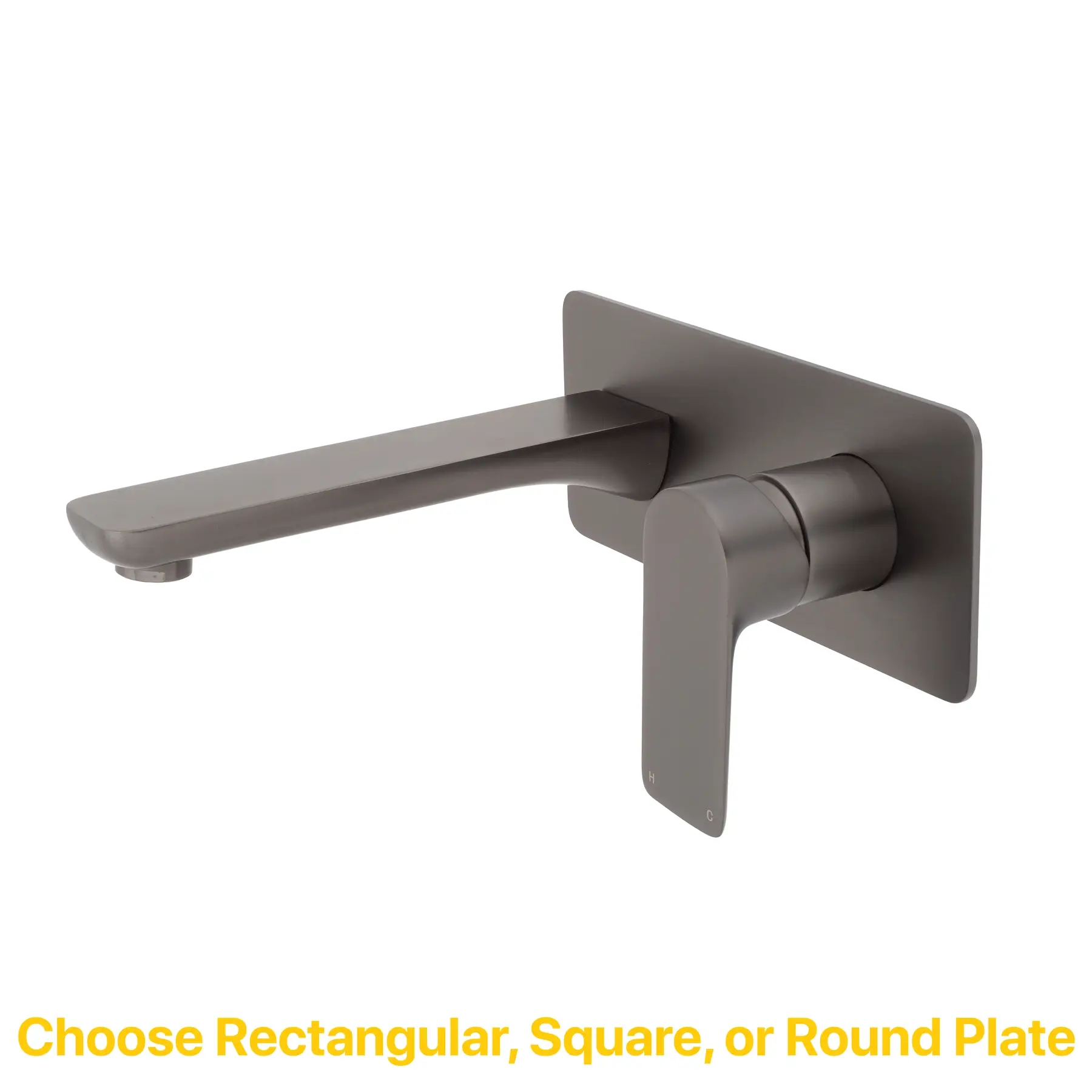 Jena Wall Mounted Basin/ Bath Mixer with Spout and Round Plates, Brushed Gunmetal - Image 3